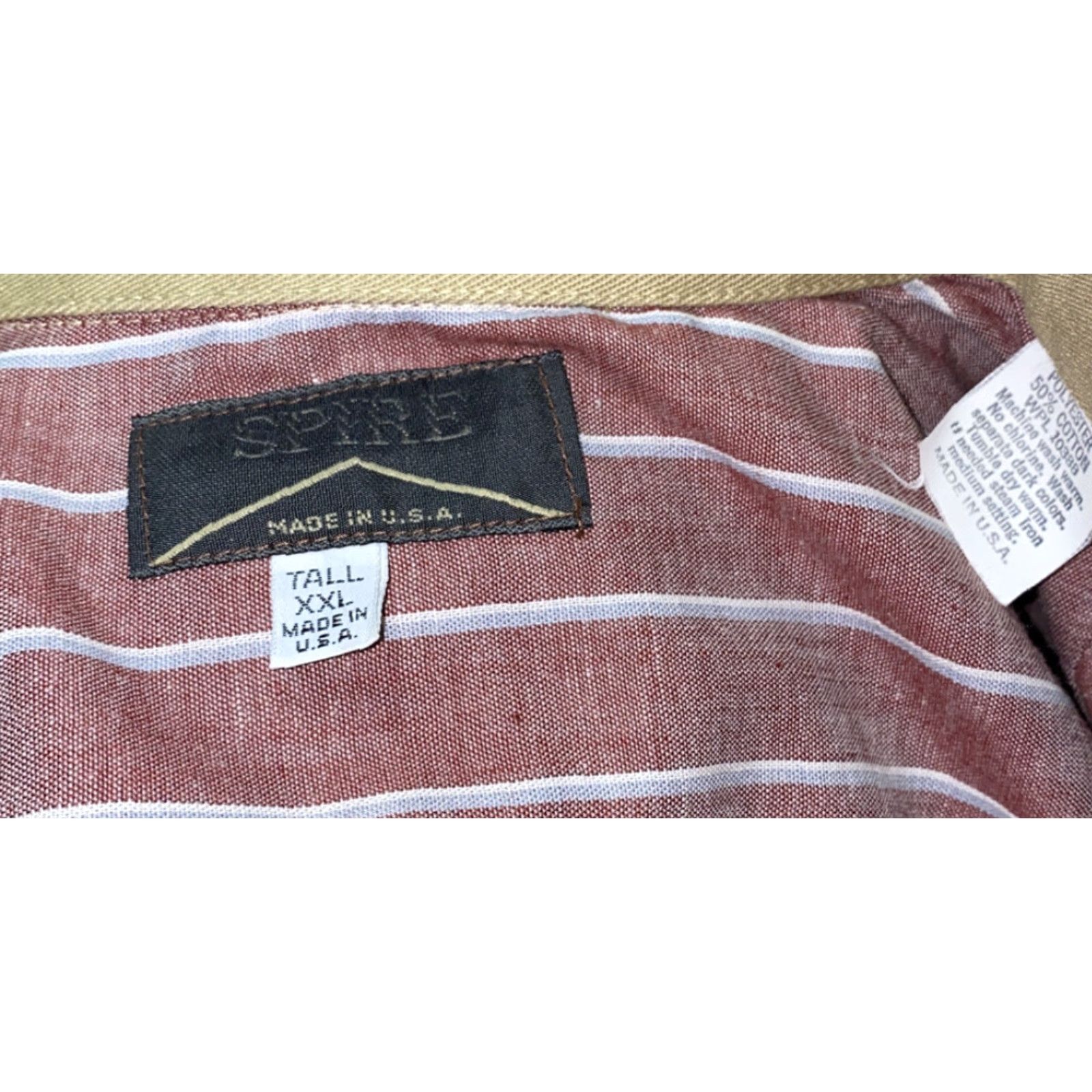 Vintage VINTAGE Spire Shirt 2XLT TALL Striped Long Sleeve Button-Up Red Mens Size US XXL / EU 58 / 5 - 6 Thumbnail