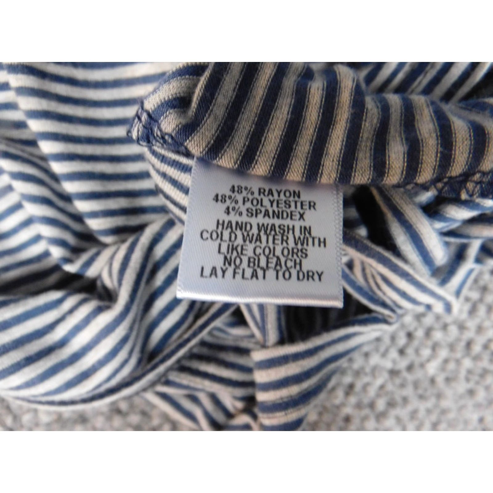 Vintage Olivia Moon Womens Blouse XL Blue Striped Crew Neck Sleeveless Pullover Casual Stretch Regular Size XL / US 12-14 / IT 48-50 - 7 Thumbnail
