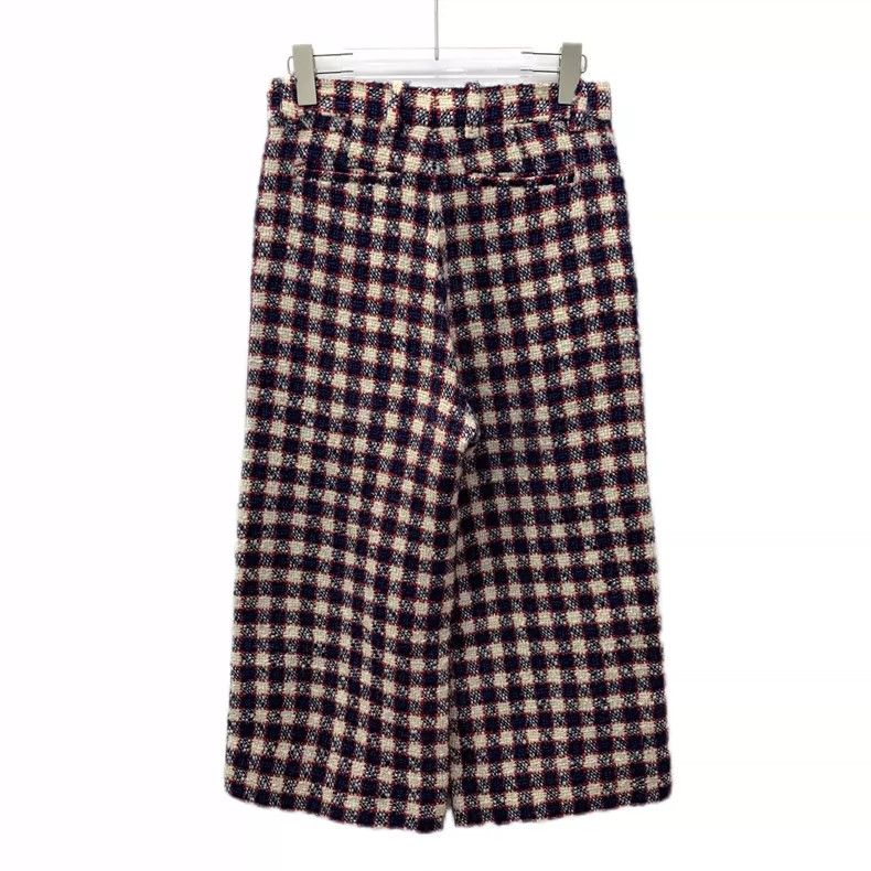 Gucci Gucci Color-blocked plaid wool woven casual wide-leg trouse Size 26" / US 2 / IT 38 - 2 Thumbnail