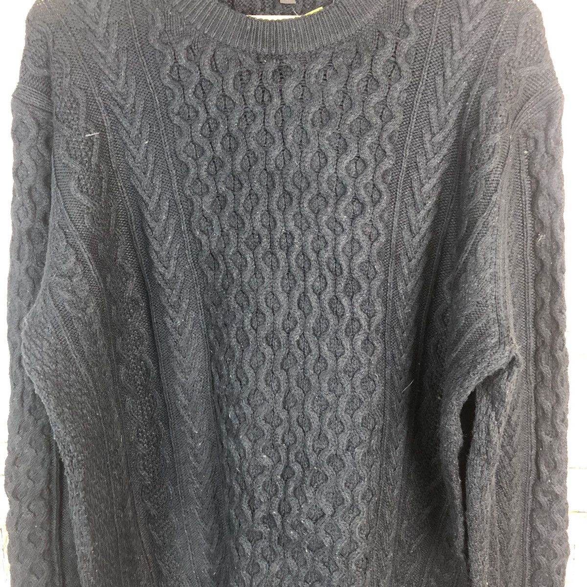 Homespun Knitwear × Japanese Brand Uniqlo Dark Blue cable Knitwear #A758 Size US XL / EU 56 / 4 - 4 Thumbnail
