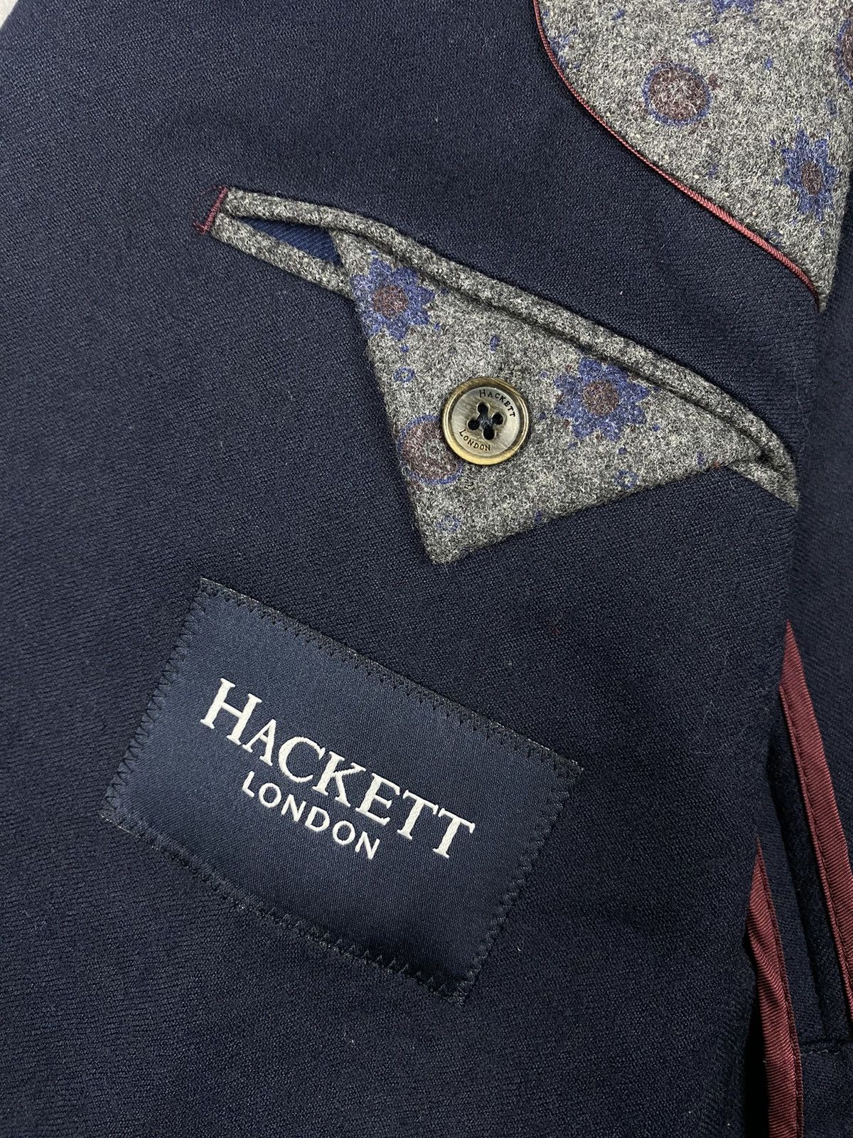 Hackett Vintage Hackett London Wool Plain Flannel Brazer jacket og Size 44R - 15 Thumbnail