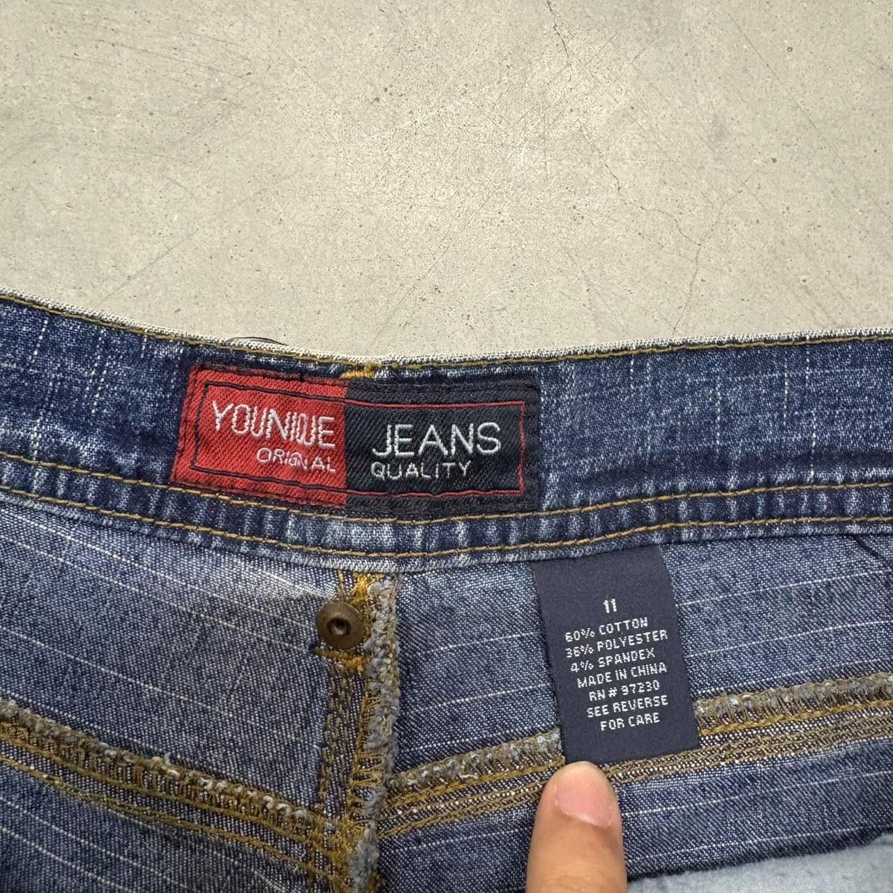 Vintage Crazy Vintage Y2K/2000s Baggy Flare Streetwear Vintage YouNique Dark Blue Wash Denim Jeans! Size US 30 / EU 46 - 6 Thumbnail