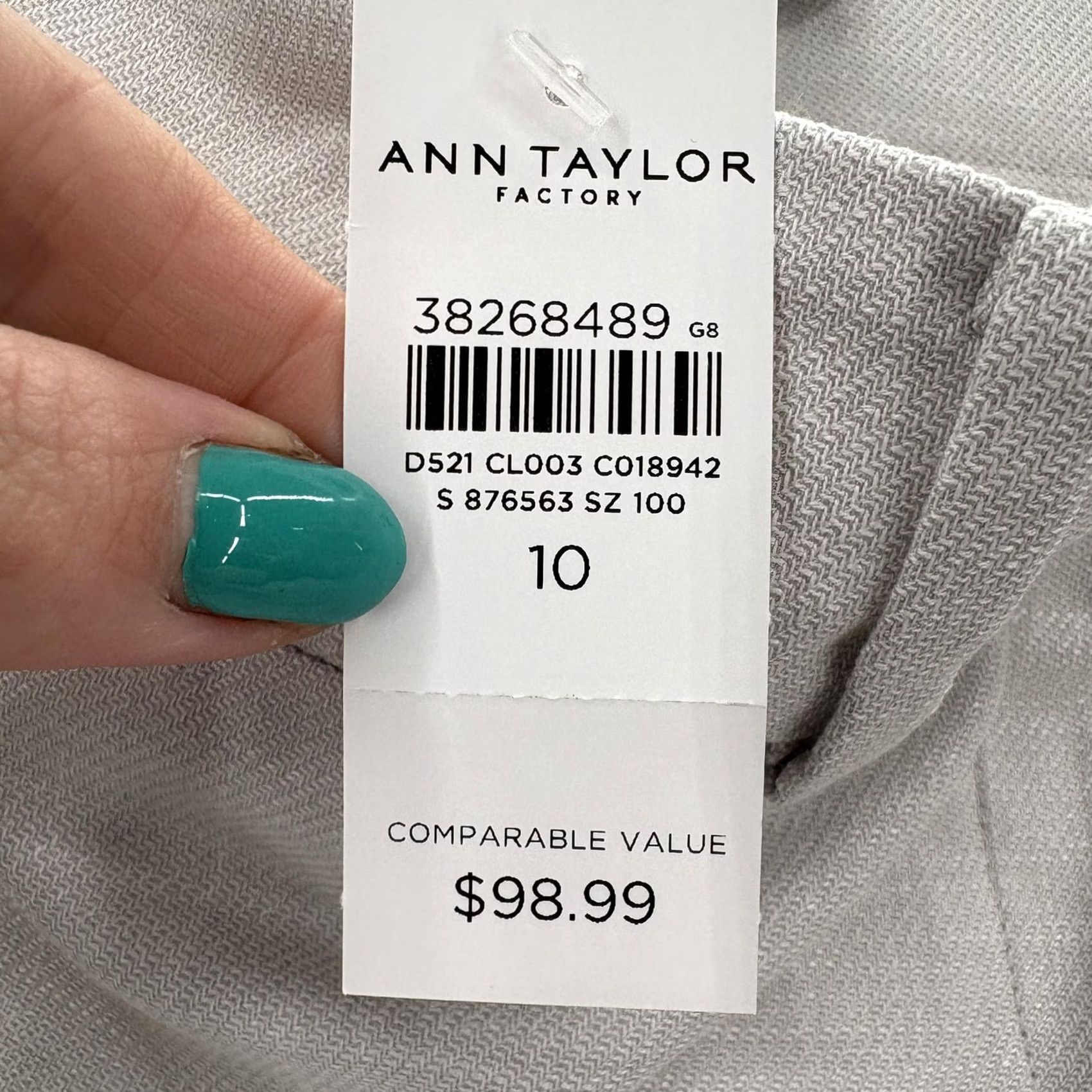 Ann Taylor Ann Taylor Factory The Straight Dress Pants Womens 10 Gray Herringbone Twill NWT Size 32" / US 10 / IT 46 - 6 Thumbnail