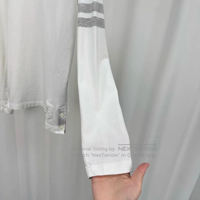 Thom Browne Thom Browne White and Grey Striped Long Sleeve Size US M / EU 48-50 / 2 - 4 Thumbnail