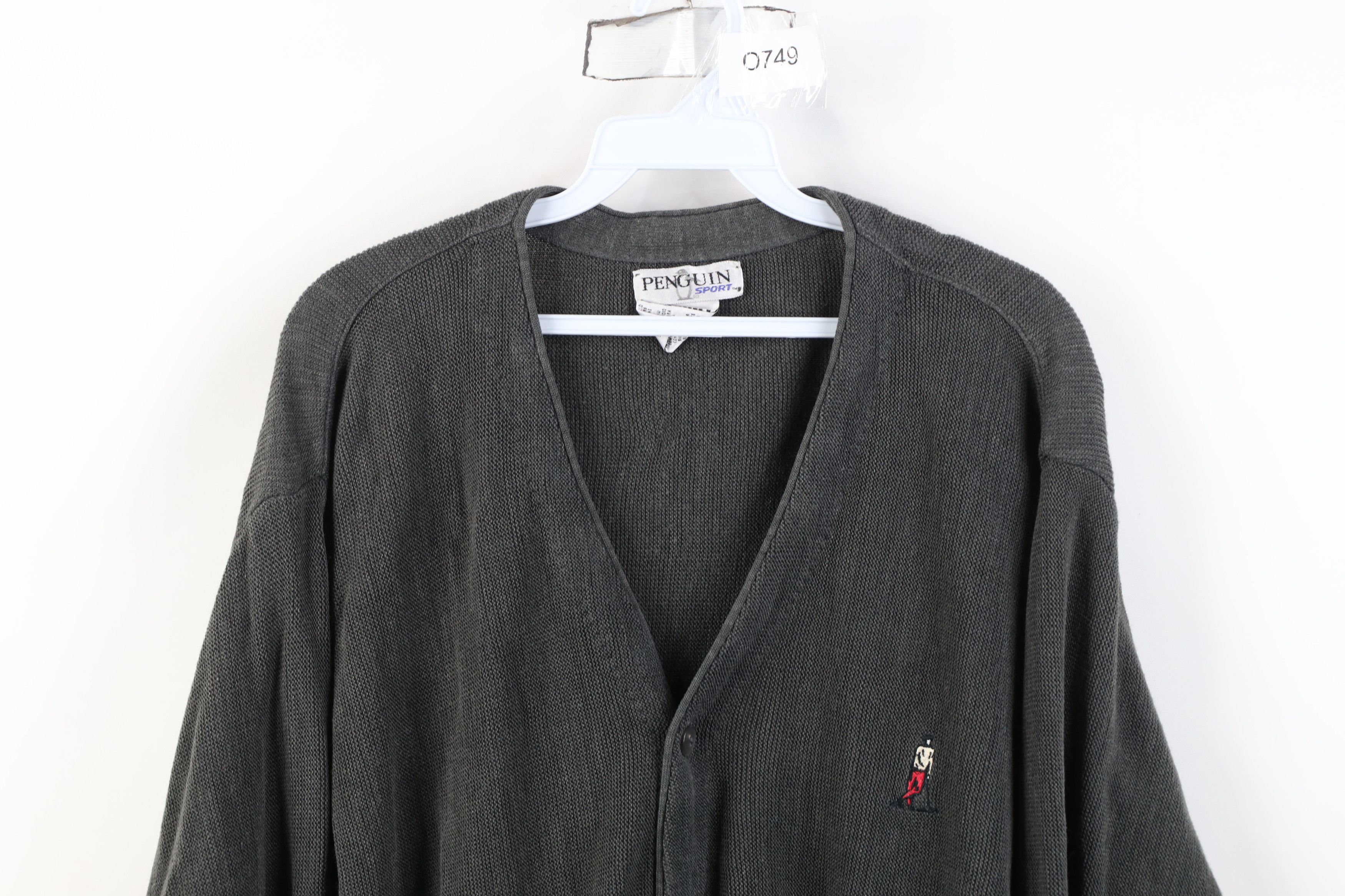 Vintage Vintage 90s Streetwear Knit Cardigan Sweater Dark Gray USA Size US XL / EU 56 / 4 - 2 Thumbnail