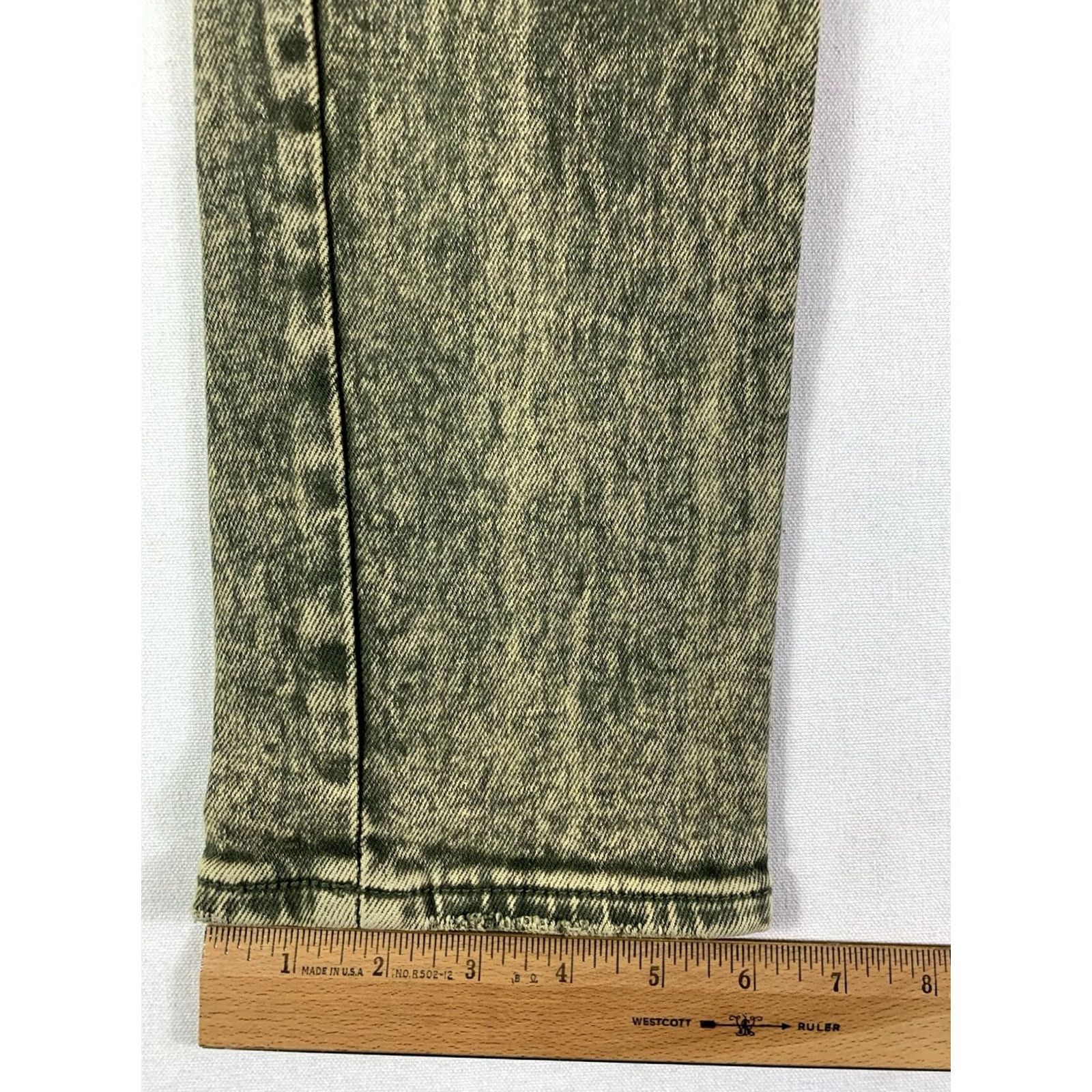 MNML MNML X369 Stretch Skinny Denim Jeans Mens 33x33 Green Olive Acid Wash Size US 33 - 2 Thumbnail