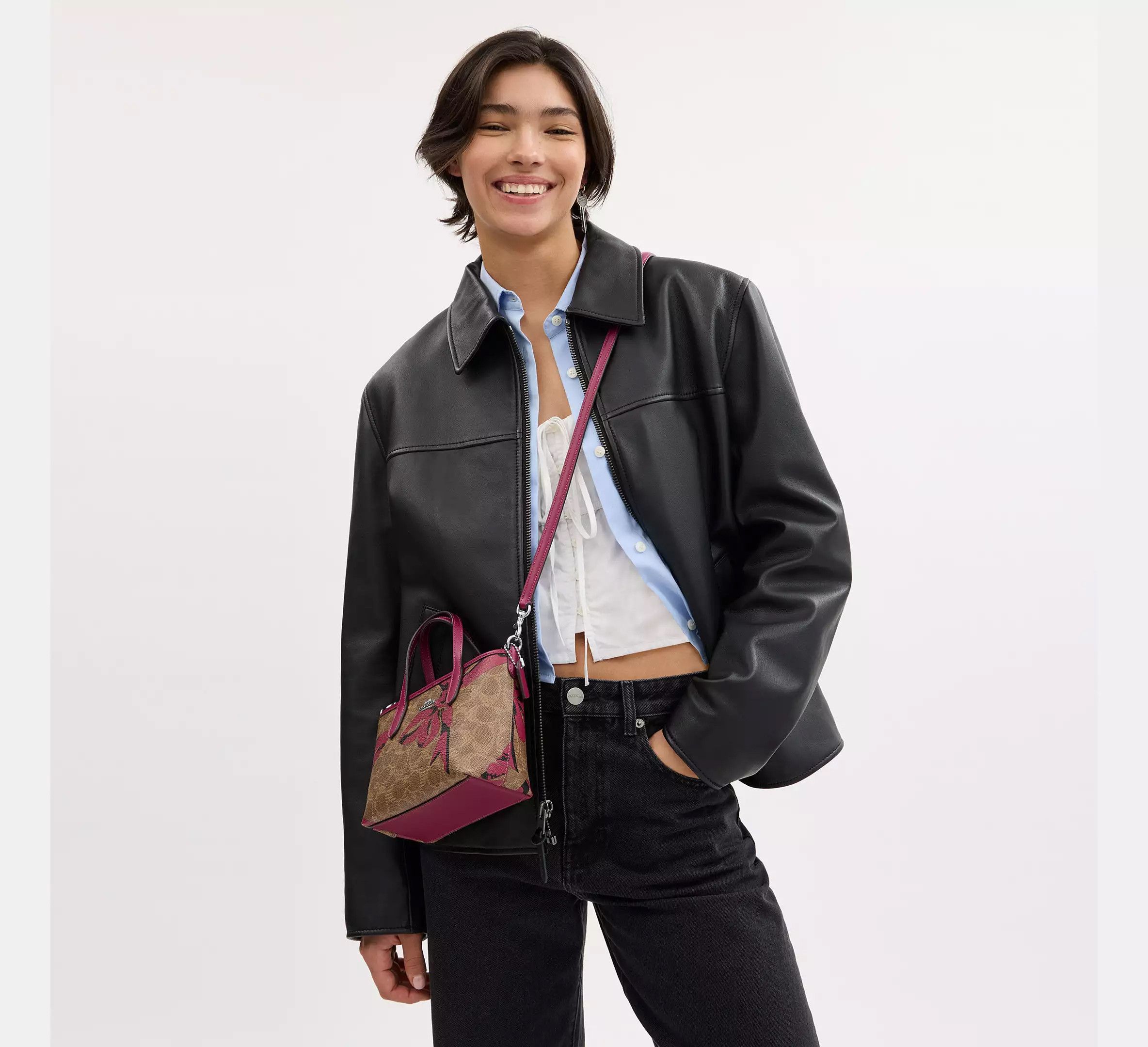 Coach City Mini Tote Bag In Signature Canvas With Bow Print CY736 Size ONE SIZE - 7 Thumbnail