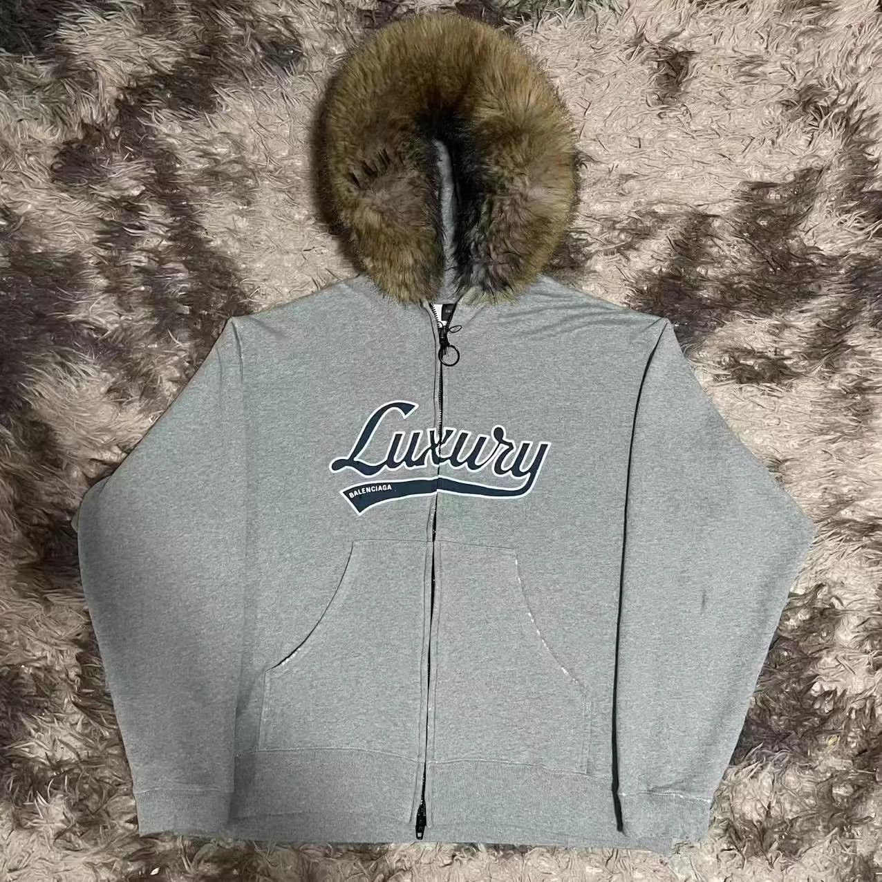 Balenciaga Balenciaga 25 Runway Gray Logo Patch Fur Collar Coat Size US S / EU 44-46 / 1 - 1 Thumbnail