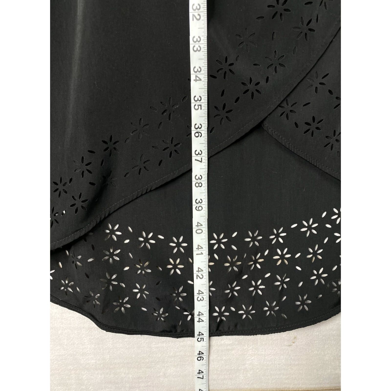 Vintage RD style Dress S Black Faux Wrap Eyelet Trim V Neck Sleeveless Knee-Length NWT Casual Womens Size L / US 10 / IT 46 - 5 Thumbnail