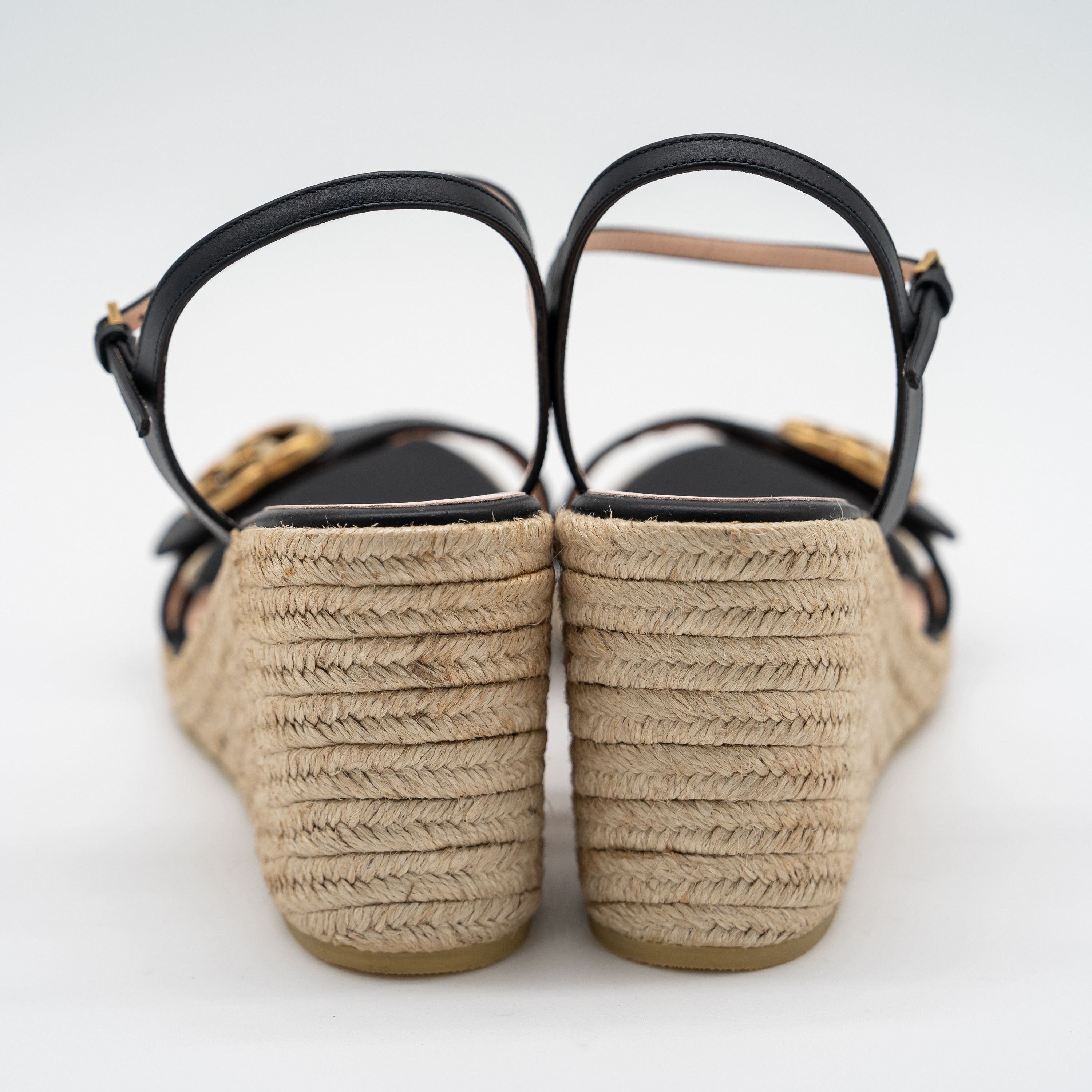 Gucci 12 US Gucci GG Marmont Wedge Espadrille Sandals Black Size US 12 / IT 42 - 5 Thumbnail