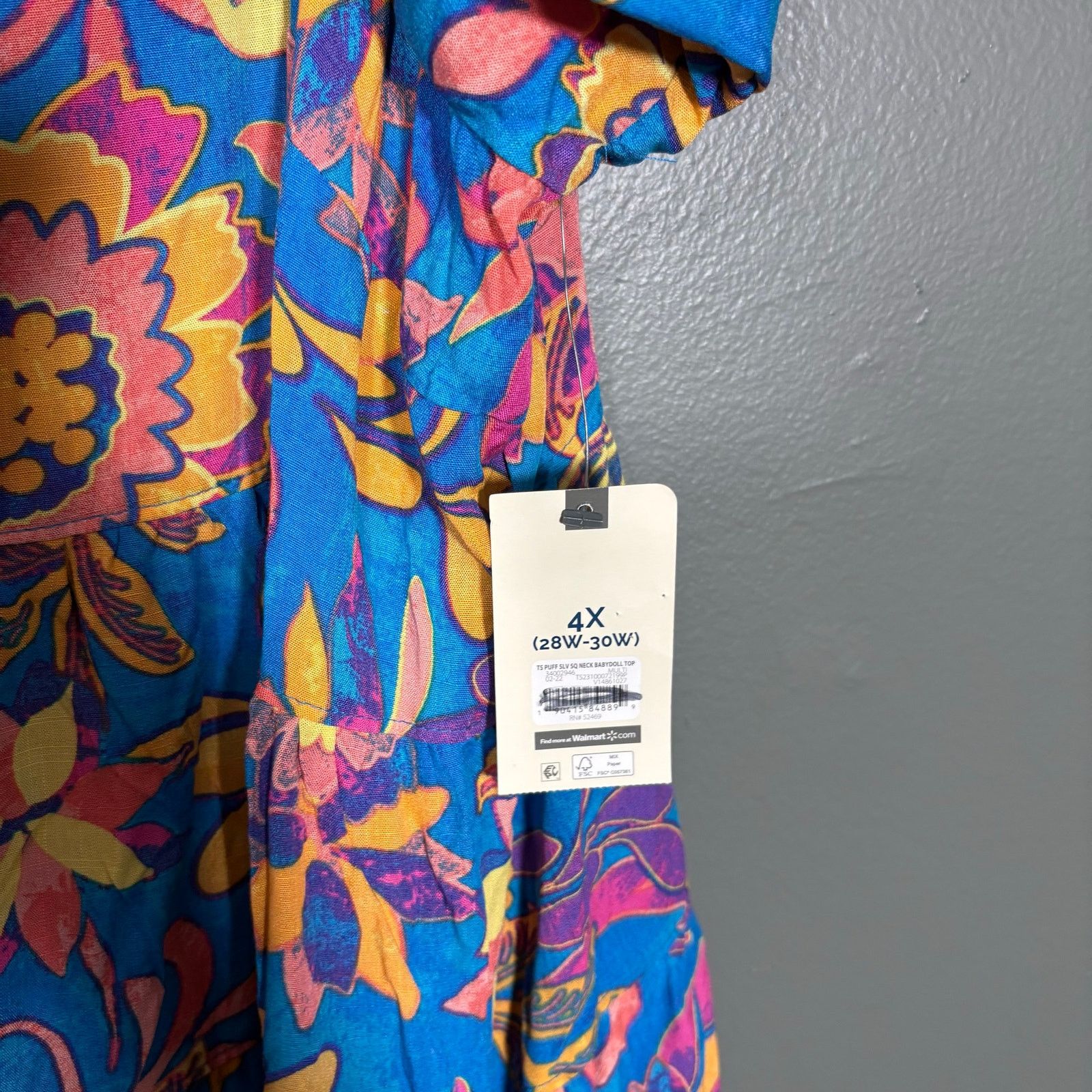 Other Terra & Sky NWT Blue Floral Boho Peasant Top - Size 4X Size 4XL / US 24-26 - 4 Thumbnail