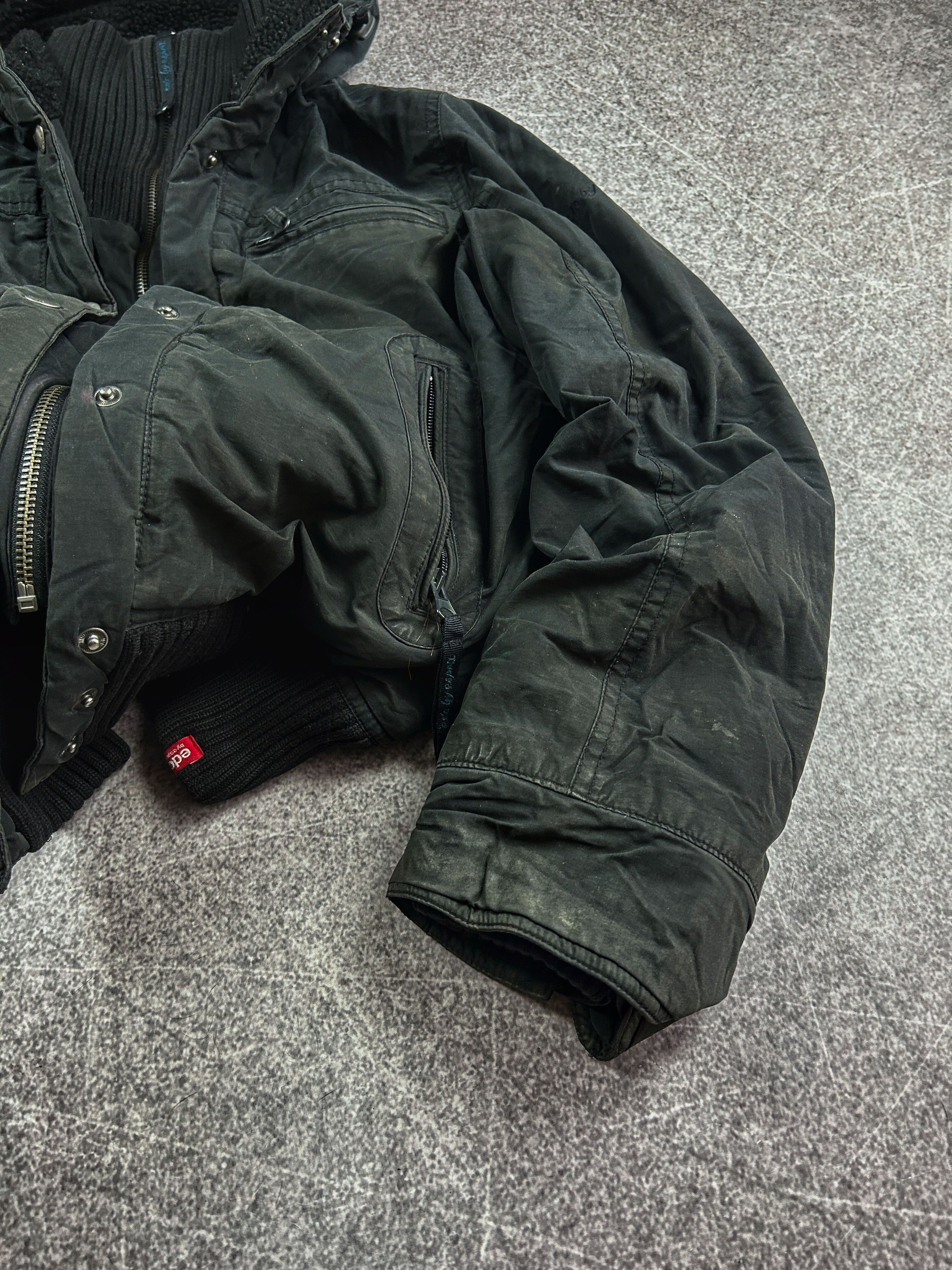 vtg y2k rick owens balenci style cargo trashed jacket 90s