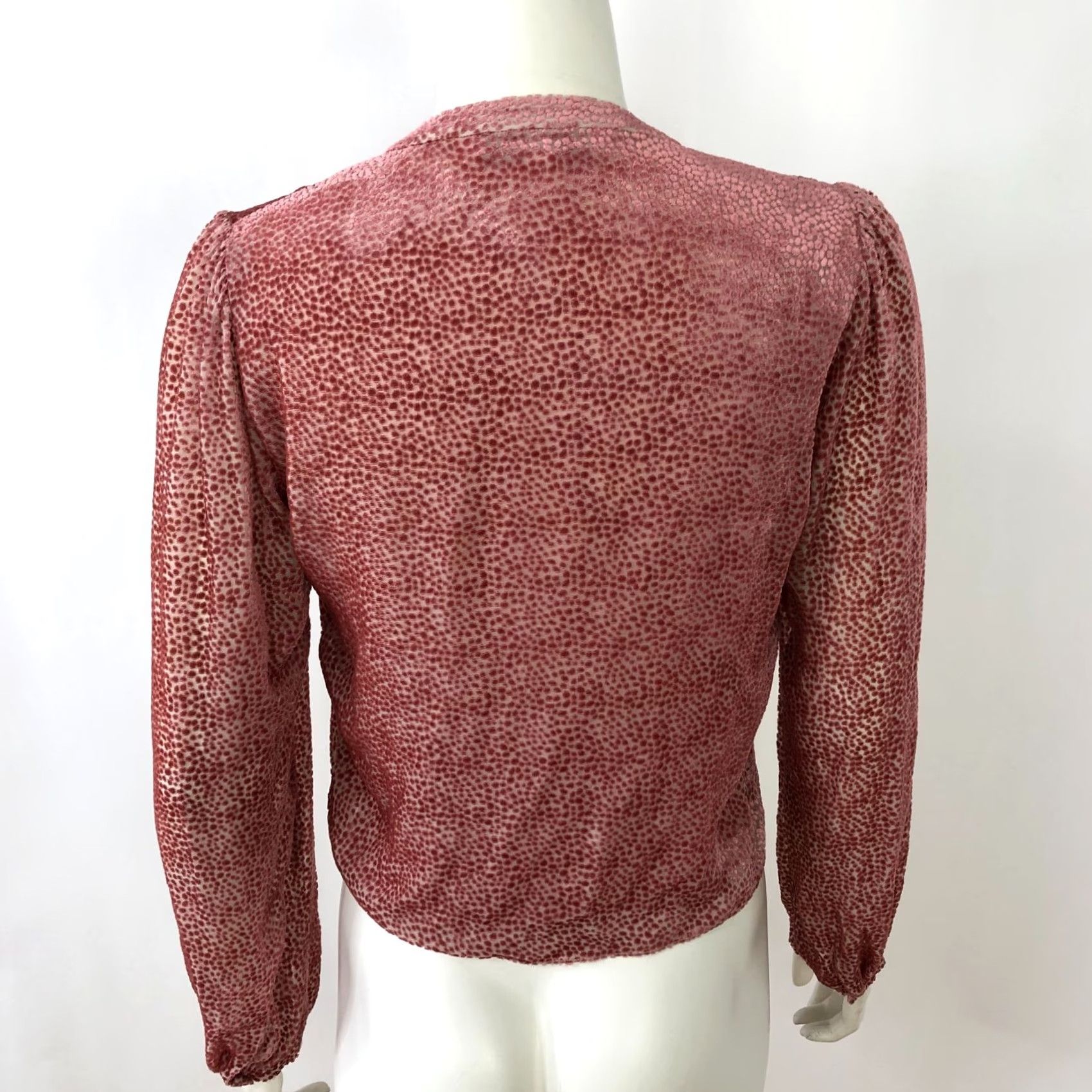 Vintage Intermix Blouse Silk Blend Peasant Button Top Pink S Small Women Long Sleeve V-Neck Casual Size S / US 4 / IT 40 - 3 Thumbnail