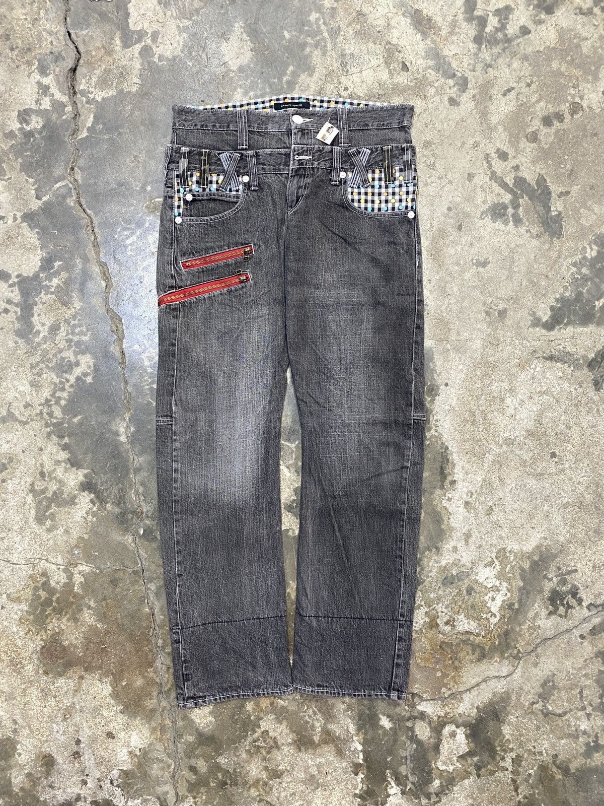 Japanese Brand Rare vintage memory special double waist punk bondage zipper Size US 33 - 3 Thumbnail