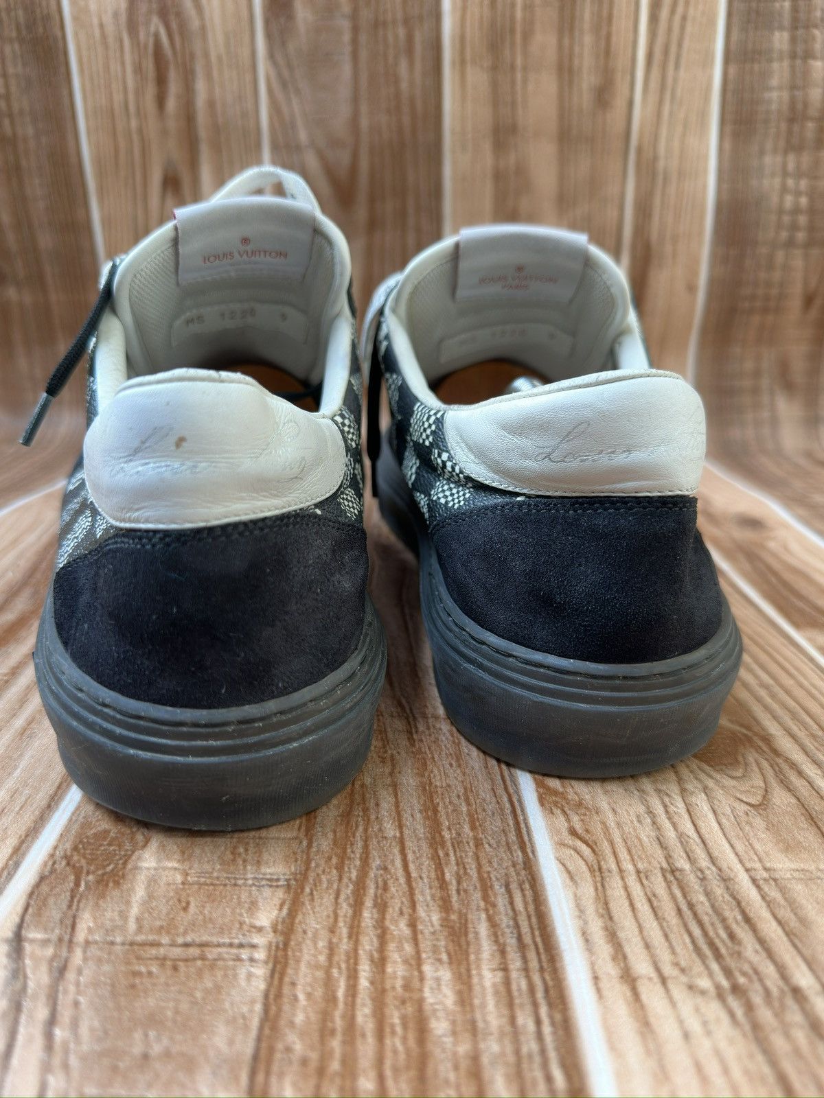 Louis Vuitton LV Ollie Black Plaid Monogram Sneakers Size US 10 / EU 43 - 23 Thumbnail