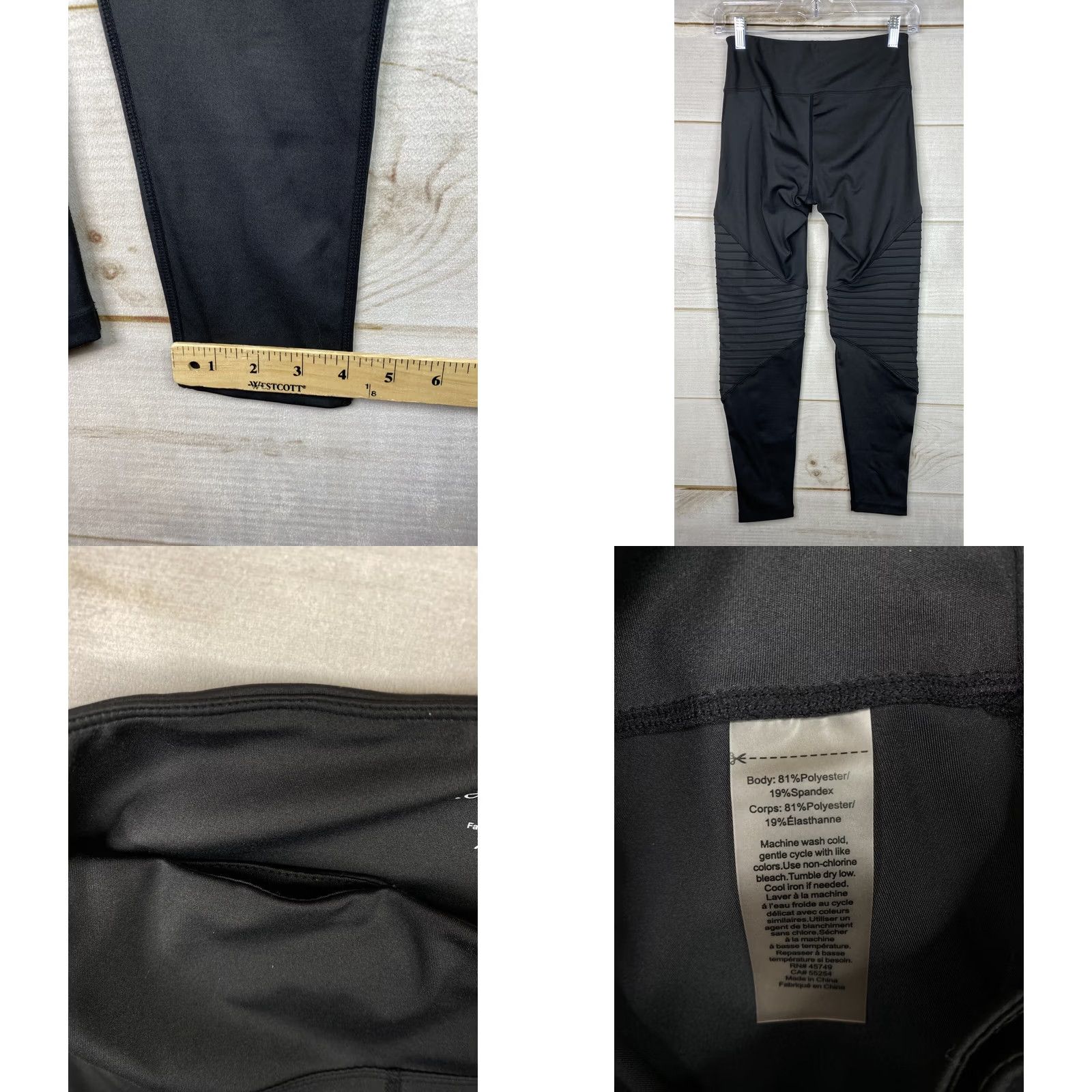 Nanette Lepore Nanette Lepore Leggings Womens XS Black Pleated Leg Skinny Pocket Workout Run Pants Size 26" / US 2 / IT 38 - 8 Thumbnail