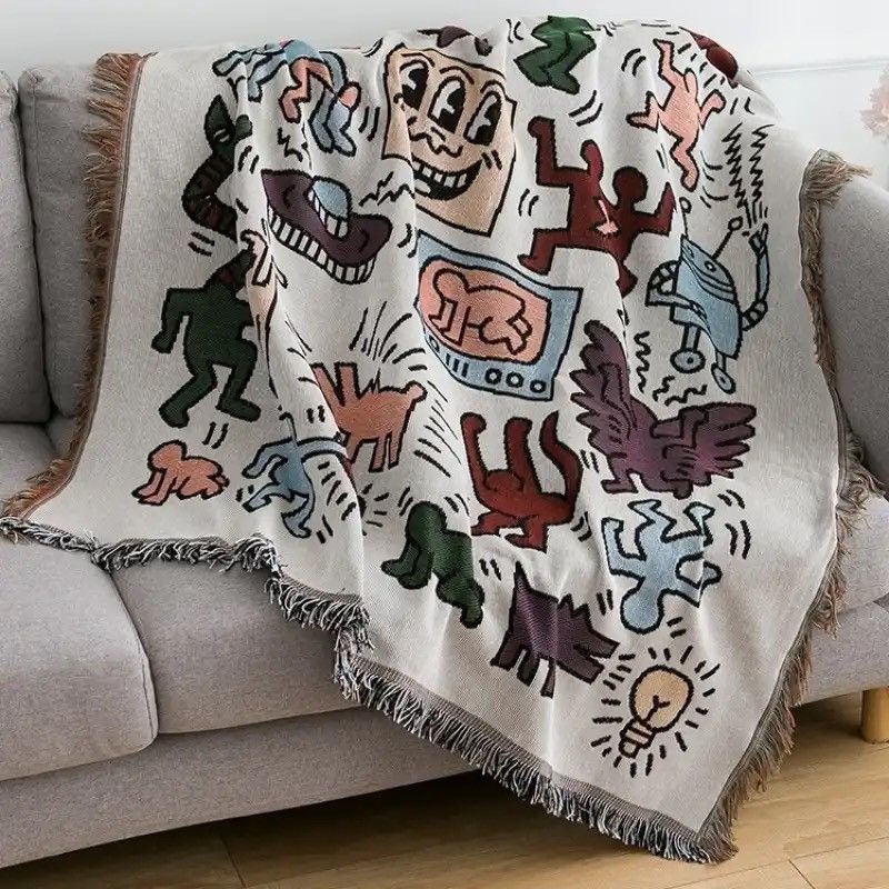 Japanese Brand × Vintage Textile City Ins Jigsaw Puzzle Throw Blanket 90x90cm Size ONE SIZE - 1 Thumbnail