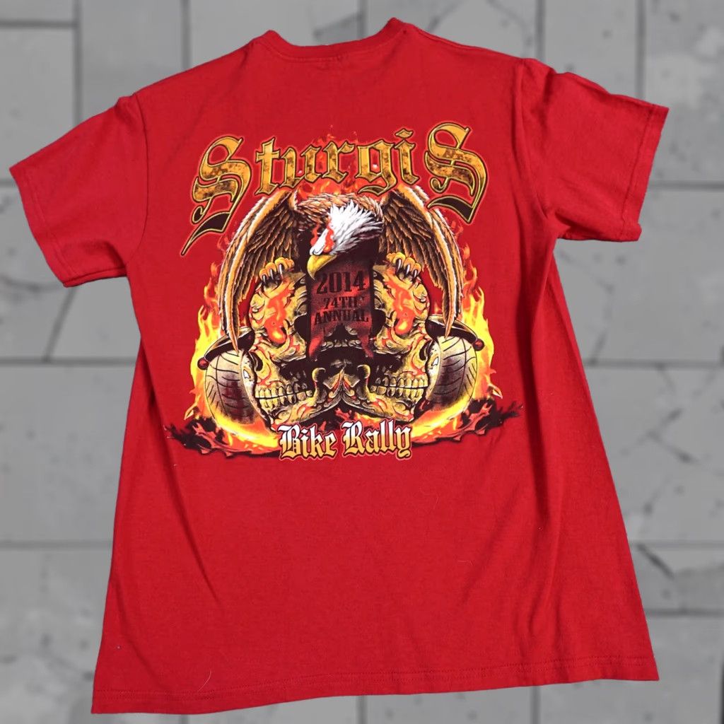 Doublet Sturgis Mens T-shirt Medium Red Double-Sided 2014th 74th Annual USA Shirt Crew Neck Short Sleeve Mens Great Flaw Free Size US M / EU 48-50 / 2 - 1 Thumbnail