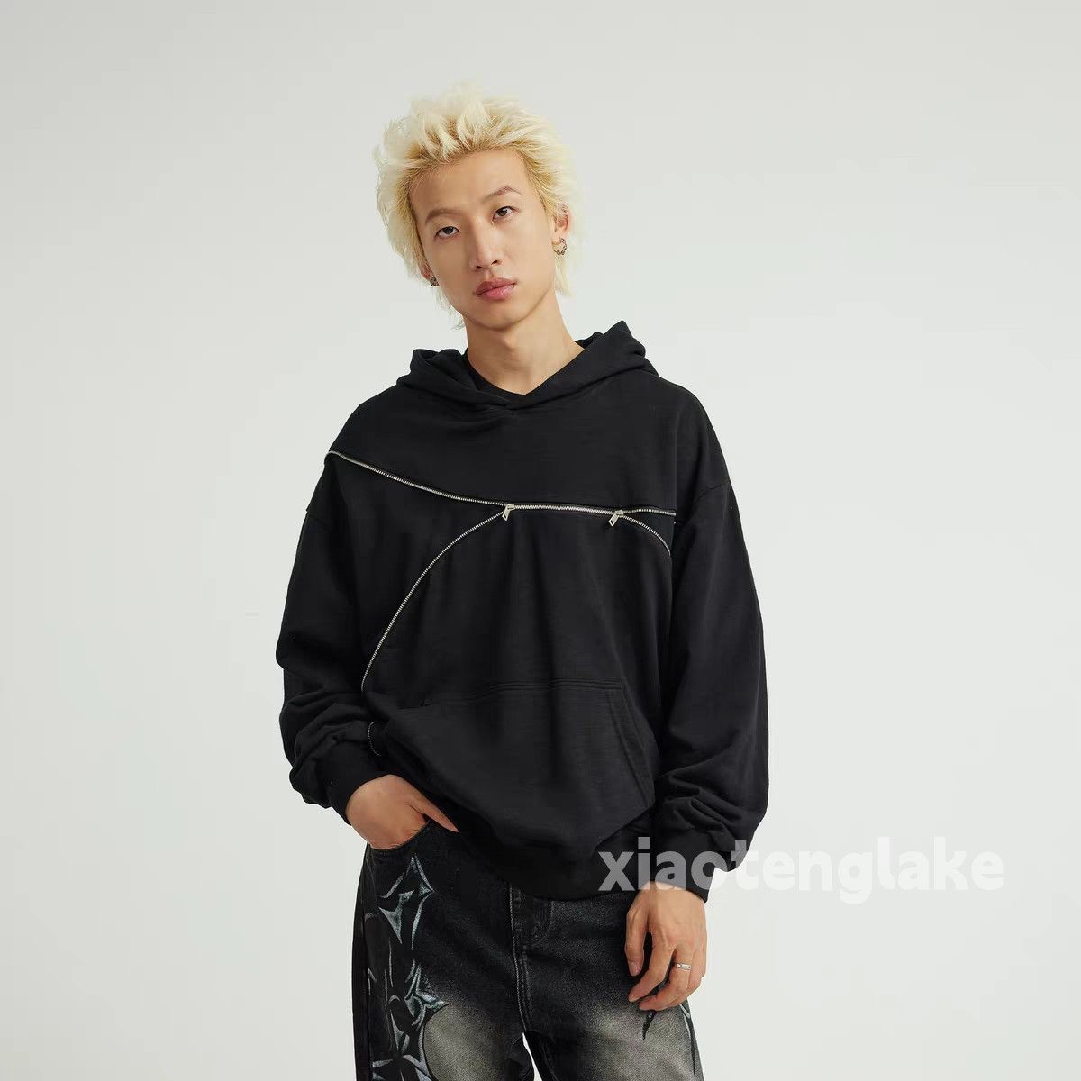 Utility zipper punk grunge Festival y2k hiphop hoodie