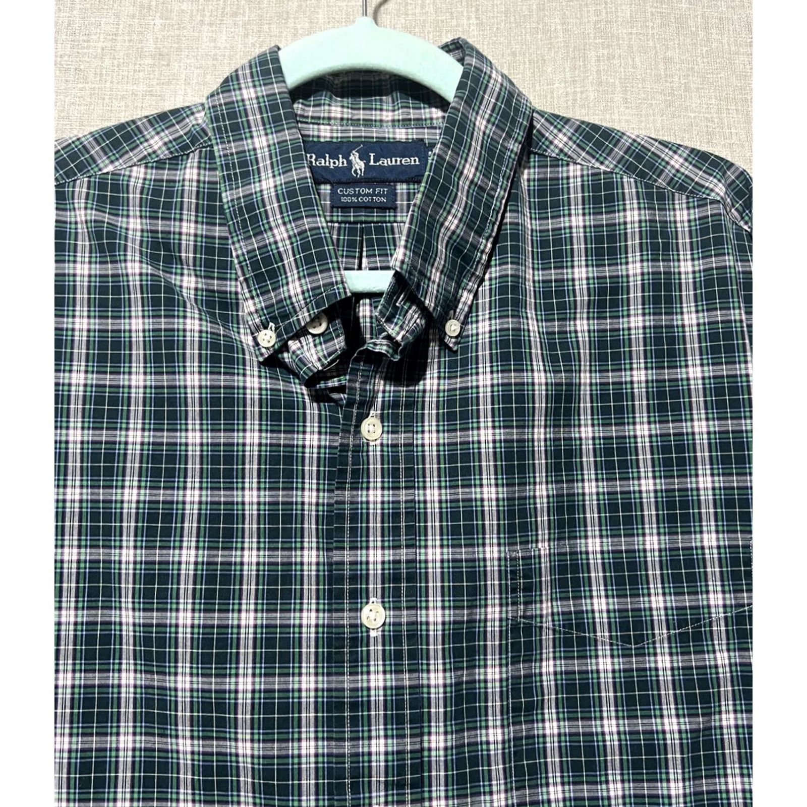 Ralph Lauren Vtg Ralph Lauren Shirt XL Blue Green Plaid Custom Fit Preppy Heritage Men's Size US XL / EU 56 / 4 - 2 Thumbnail