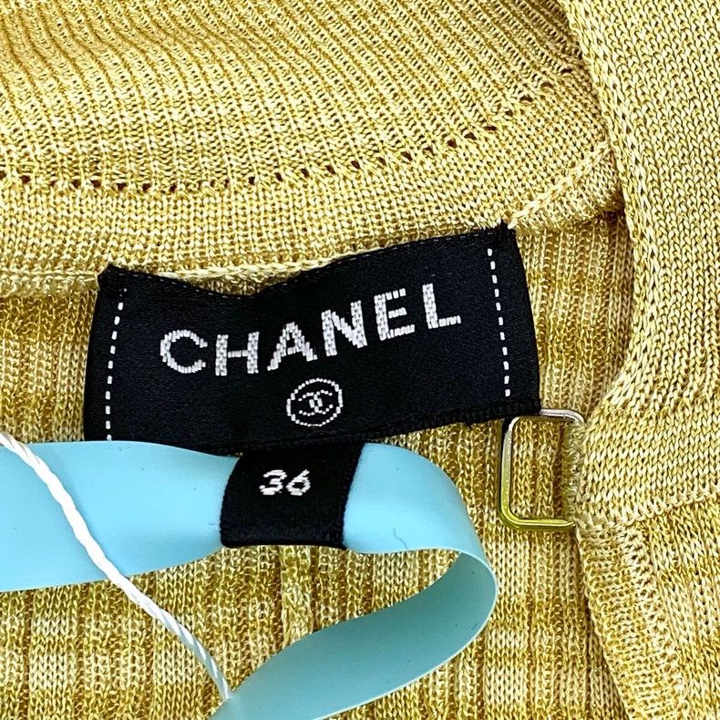 Chanel Chanel Yellow hollow diamond-decorated lapel half-sleeved k Size XS / US 0-2 / IT 36-38 - 7 Thumbnail