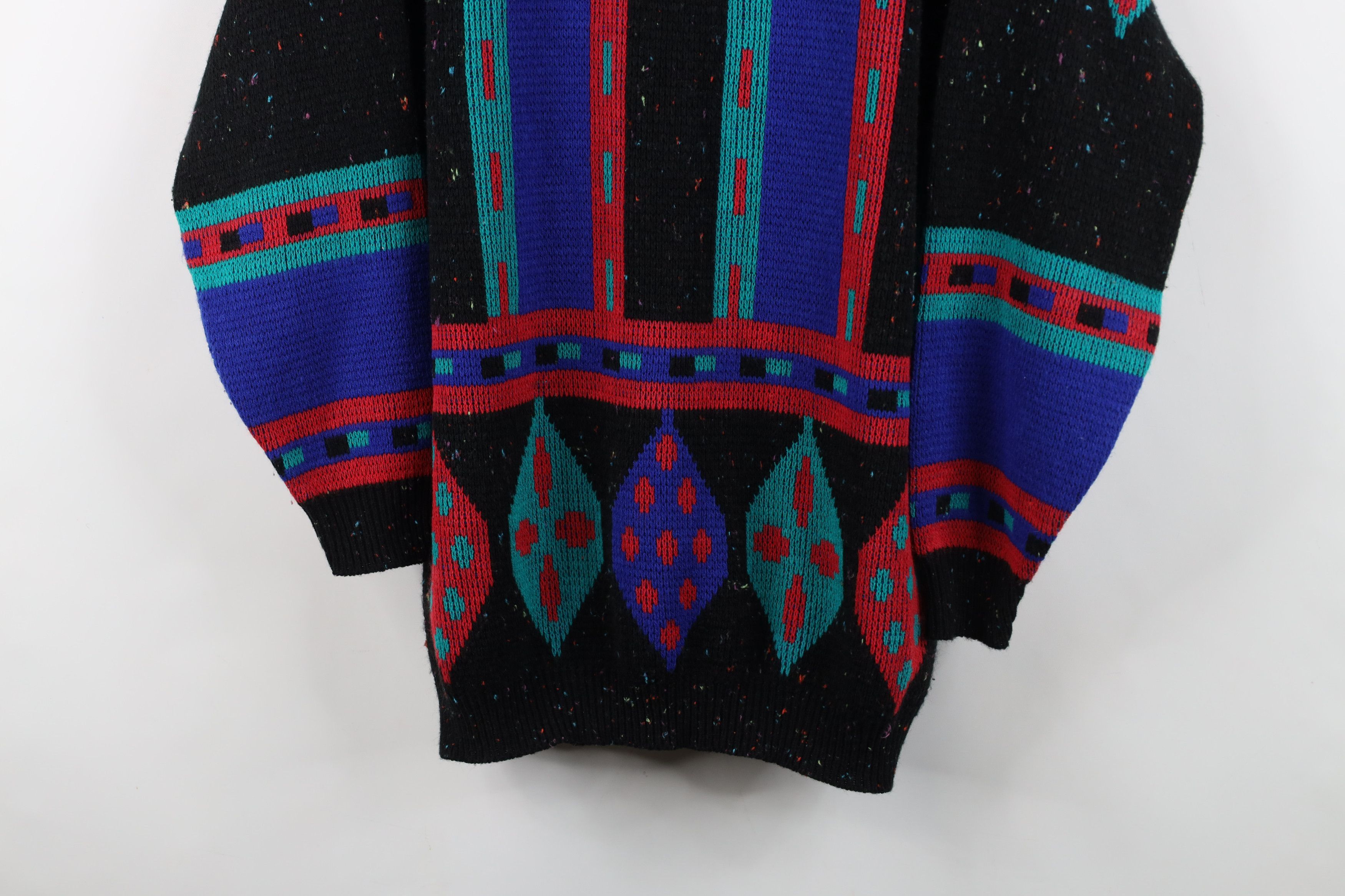 Vintage Vintage 80s Streetwear Geometric Striped Knit Sweater USA Size ONE SIZE - 3 Thumbnail