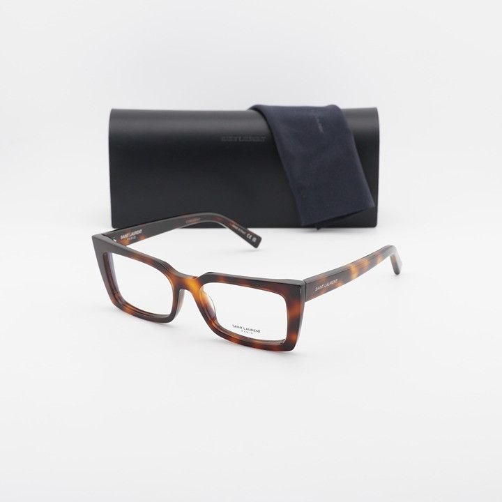 Saint Laurent Paris Saint Laurent SL554 002 Eyeglasses Havana 54mm Cat Eye Frame Size ONE SIZE - 12 Thumbnail