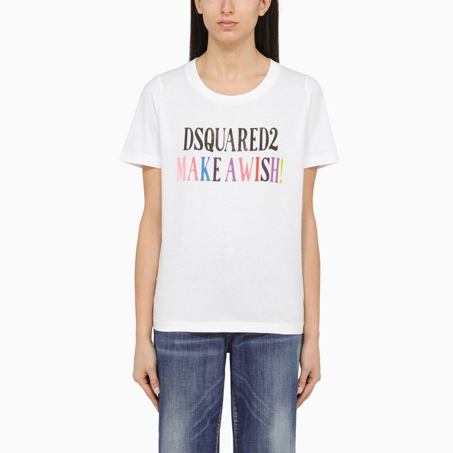 Dsquared2 o1d2blof0824 Cotton Logo T-Shirts in White Size S / US 4 / IT 40 - 1 Thumbnail