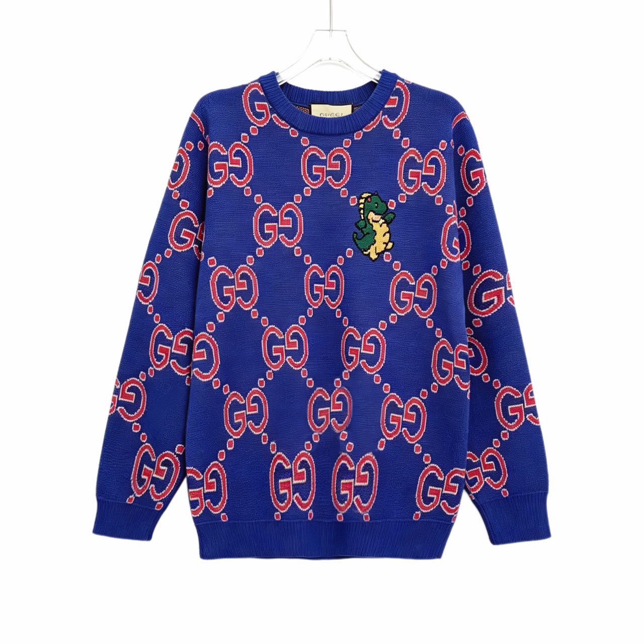 Gucci Gucci Dragon Baby Logo Long Sleeve Sweater Men Blue K26WX Size US XXS / EU 40 - 1 Thumbnail