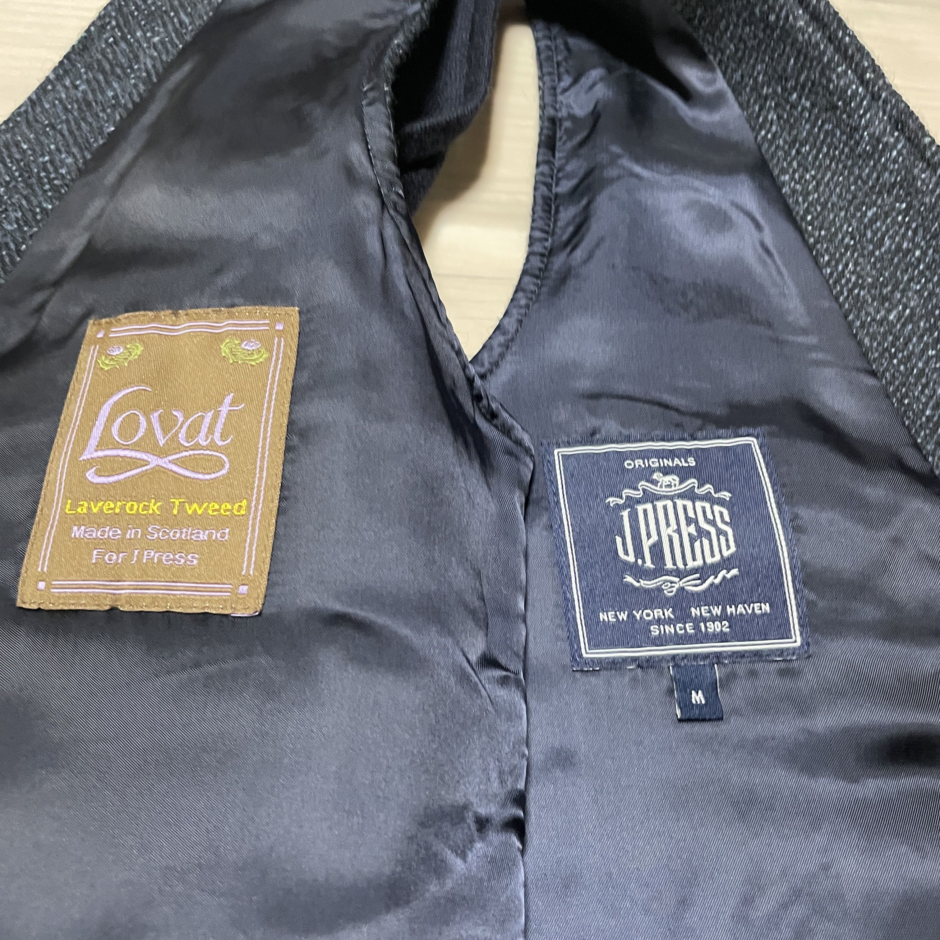 J. Press J.Press Lovat Tweed herringbone Navy 3 piece suit L-XL Size 40L - 13 Thumbnail