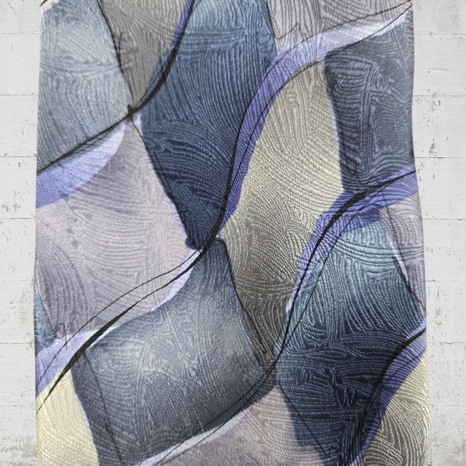 Vintage Vintage Blue Geometric Silk 90s Tie Size ONE SIZE - 5 Thumbnail