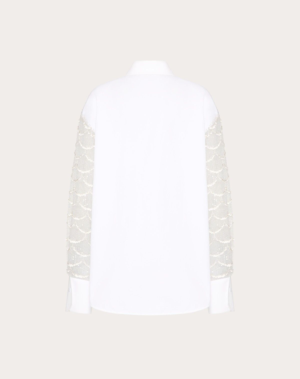 Valentino o1s1wg110525 Embroidered Tulle Illusione Shirt in White Size L / US 10 / IT 46 - 2 Thumbnail