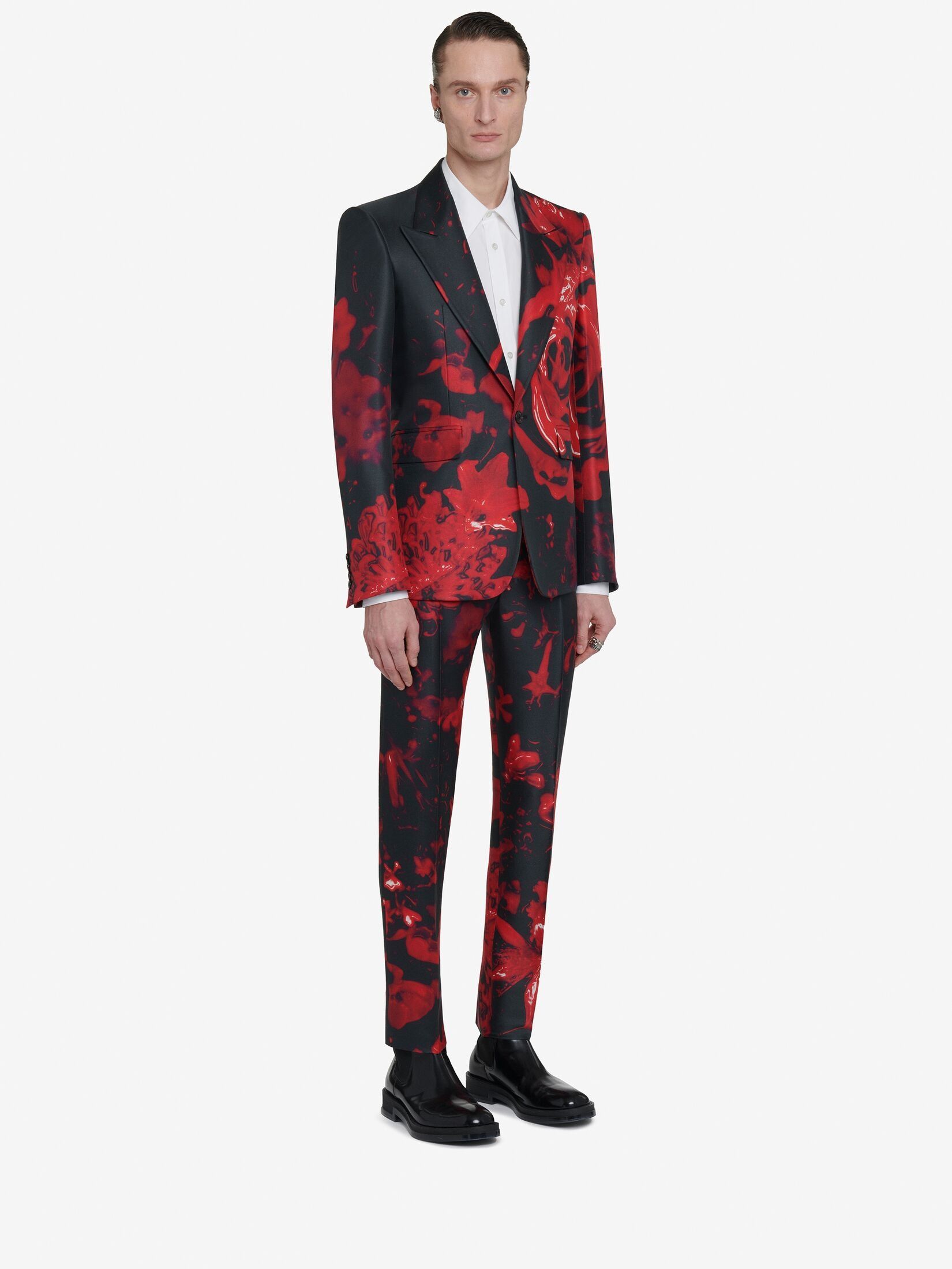 Alexander McQueen o1w1db10725 Wax Flower Single-Breasted Jacket in Black/Red Size US M / EU 48-50 / 2 - 3 Thumbnail