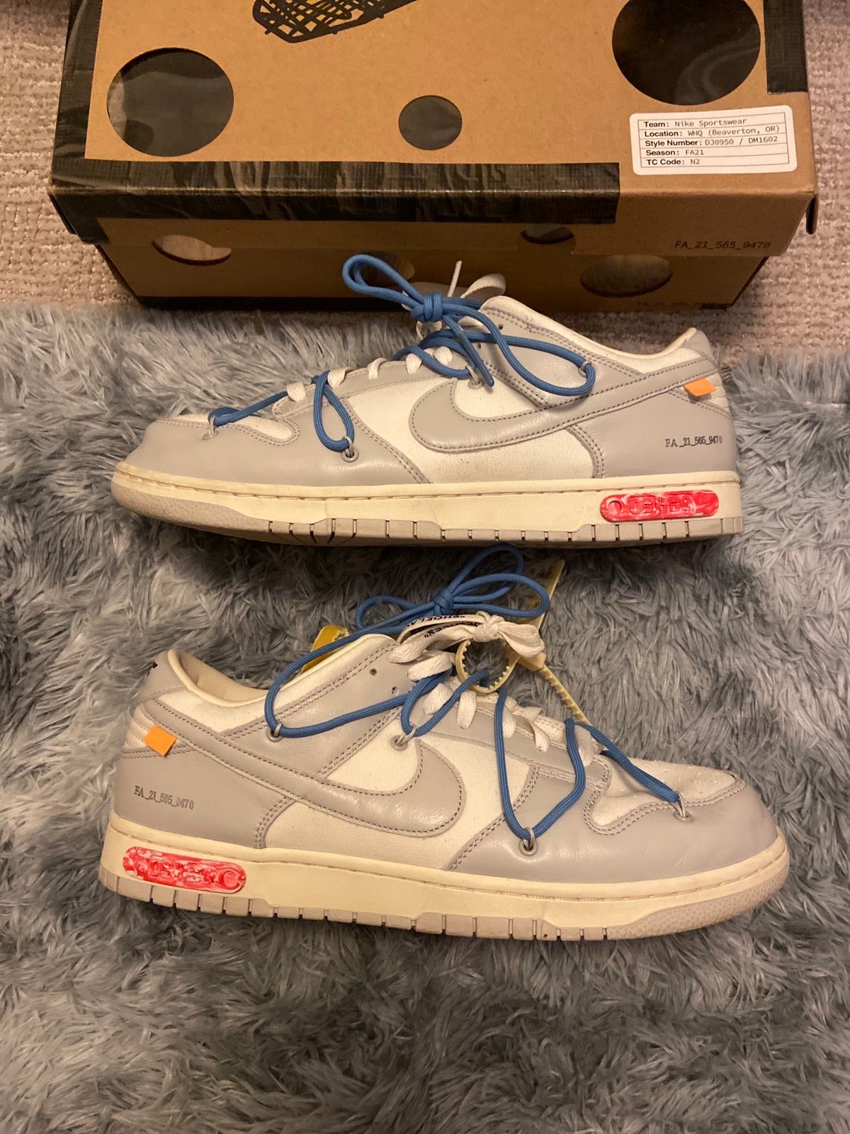 Pre-owned Nike X Off White Dunk Low ‘lot 05 Of 50' Shoes In Grey