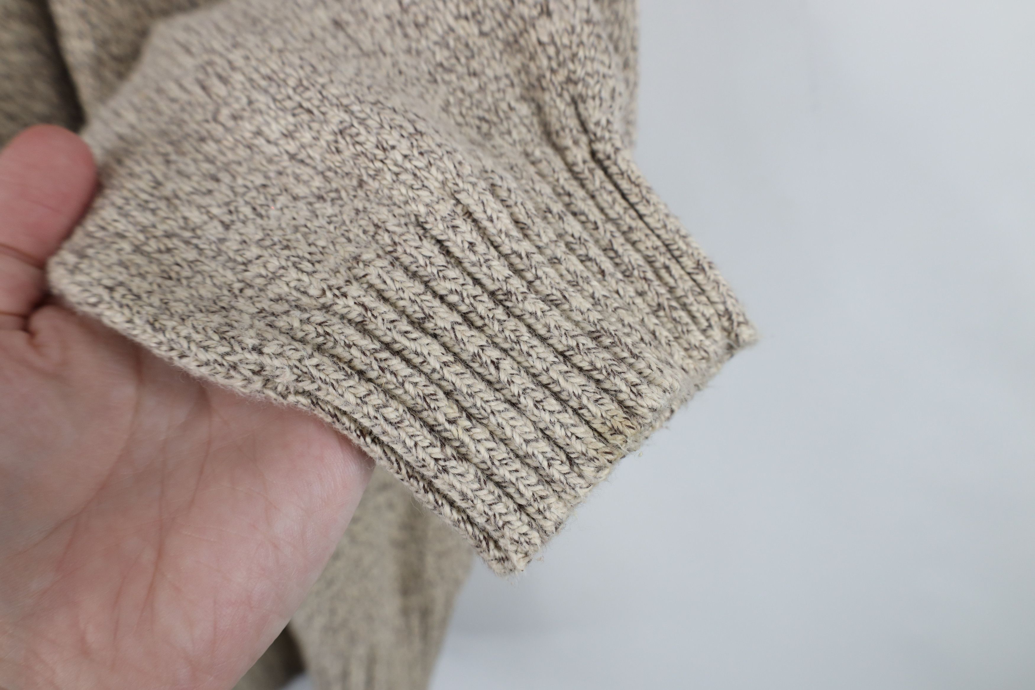 Vintage Vintage 90s Streetwear Distressed Knit Sweater Oatmeal Brown Size US L / EU 52-54 / 3 - 5 Thumbnail