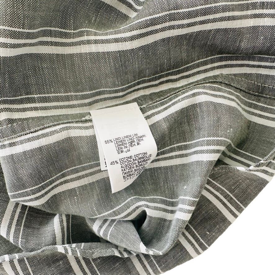 Brunello Cucinelli Brunello Cucinelli Linen Button Front Green Stripe Shirt M Size US M / EU 48-50 / 2 - 6 Thumbnail