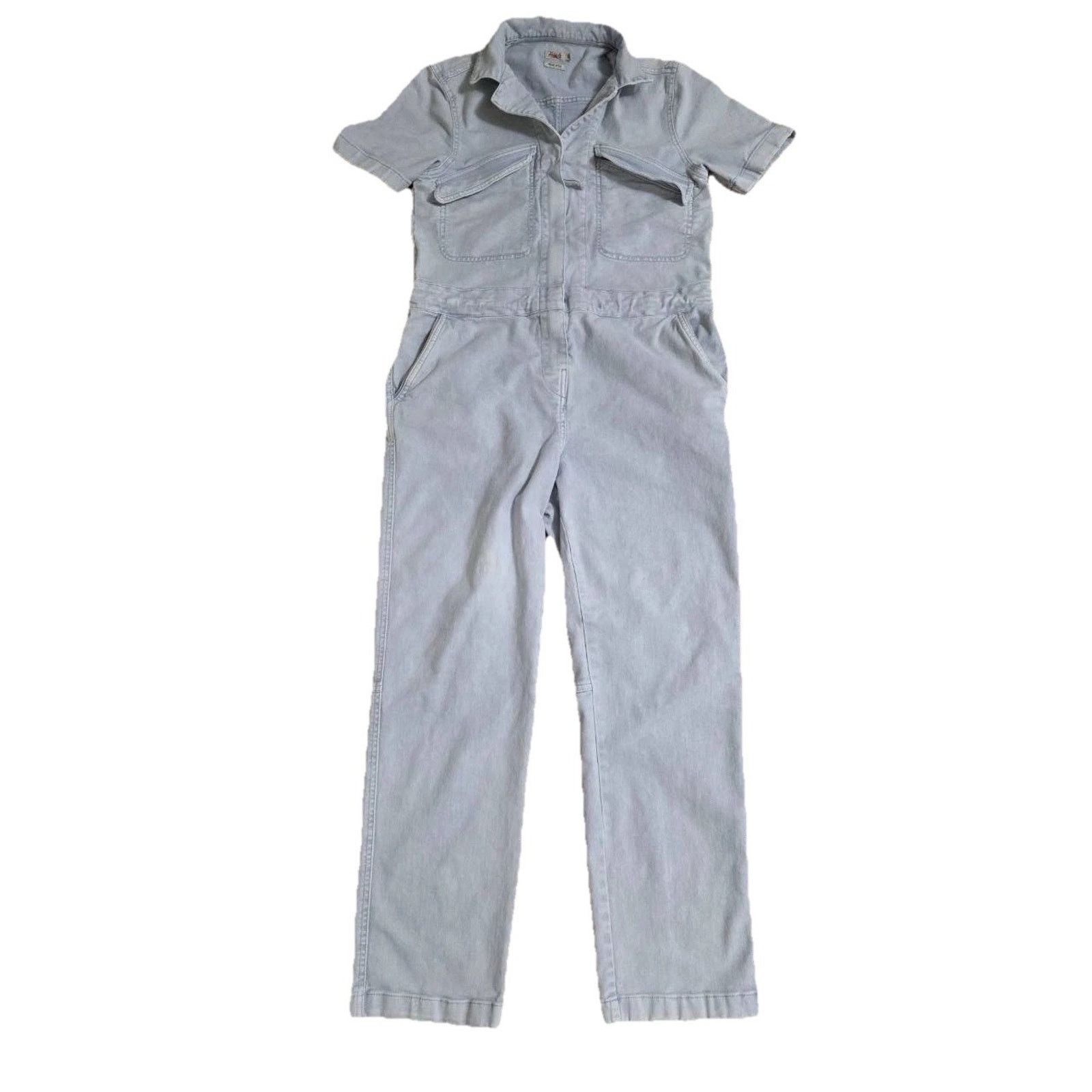 Faherty Faherty Cotton Jean Romper Light Wash S A001619 Size 27" / US 4 / IT 40 - 2 Thumbnail