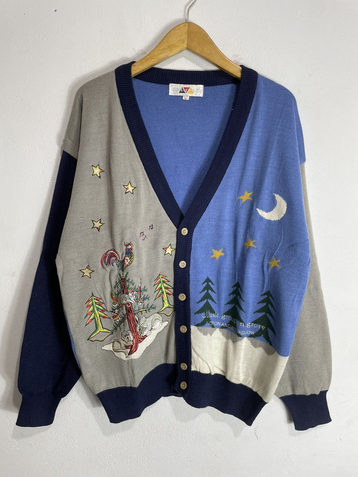Beauty Beast × Hysteric Glamour × Vintage Rare Vintage Zodiac Cube Village Cardigan Size US L / EU 52-54 / 3 - 1 Thumbnail