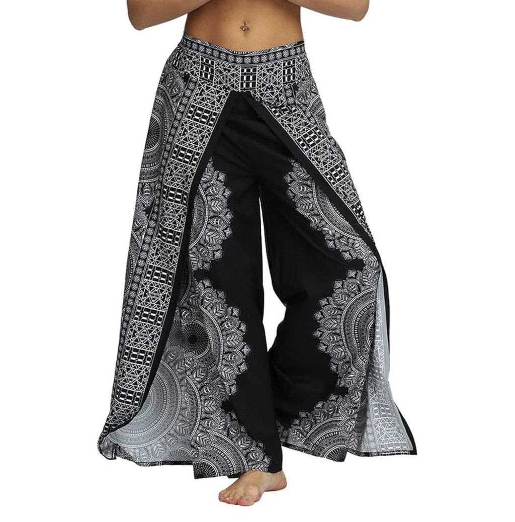 Other Boho Hippie Side Slit Pants SMALL Blue Wide Leg Ankle High R Size 27" / US 4 / IT 40 - 9 Thumbnail