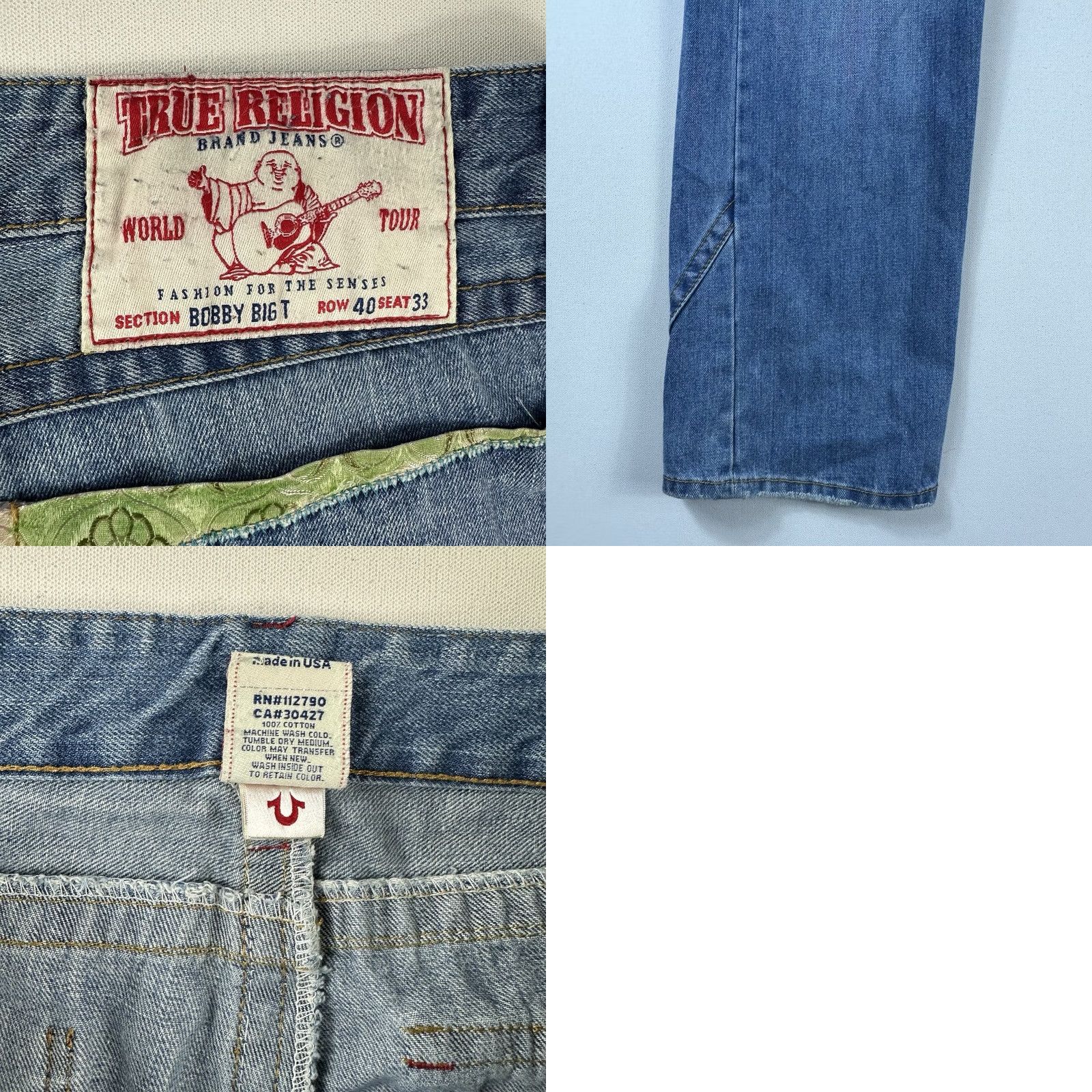 True Religion True Religion Jeans Bobby Big T Distressed 40x33 Baggy Hip Hop Blue Jeans Mens 5-Pocket Denim Distressed Logo World Tour Size US 40 / EU 56 - 8 Thumbnail
