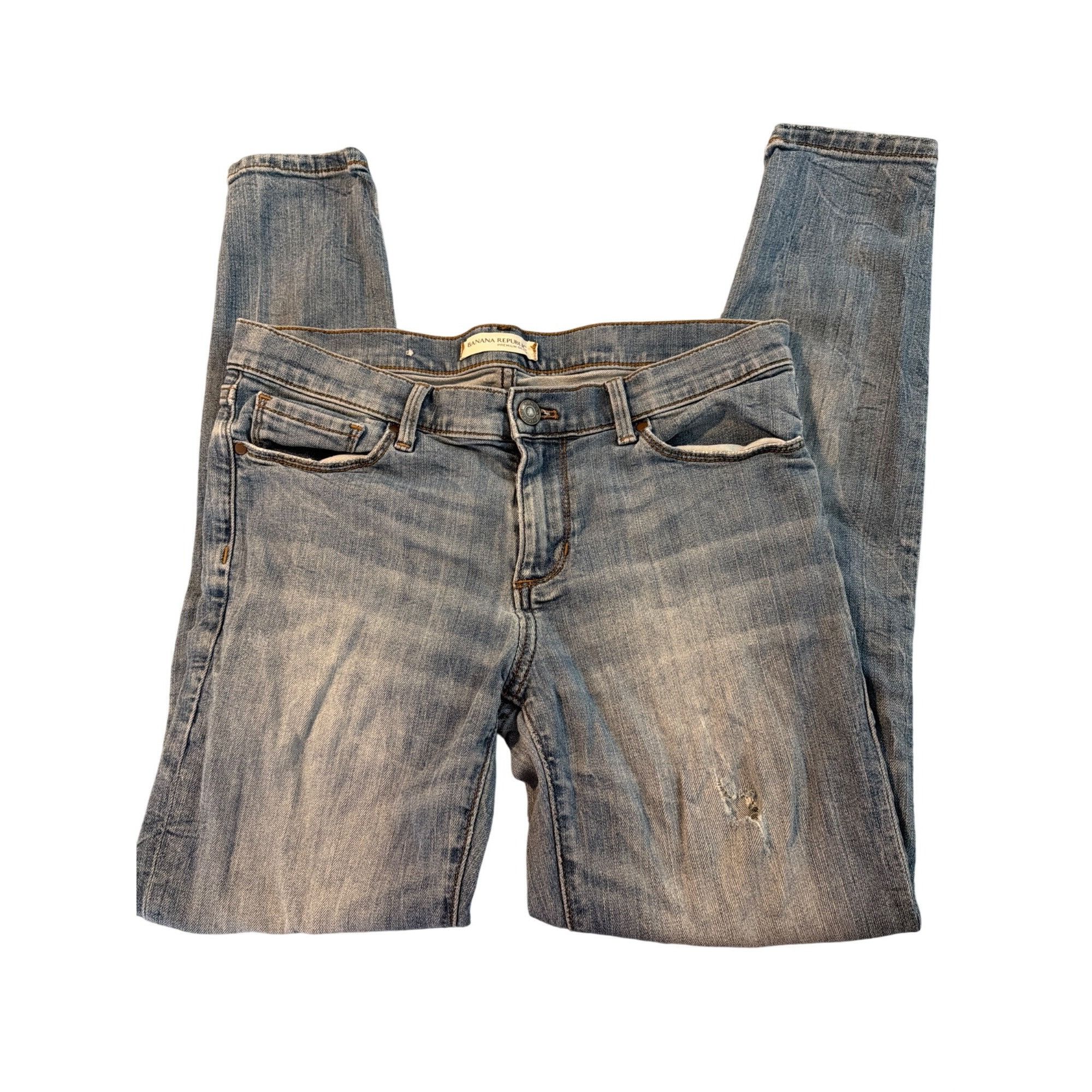 Banana Republic Banana Republic Premium Denim Skinny Ankle Jeans Destroyed H Size 28" / US 6 / IT 42 - 2 Thumbnail
