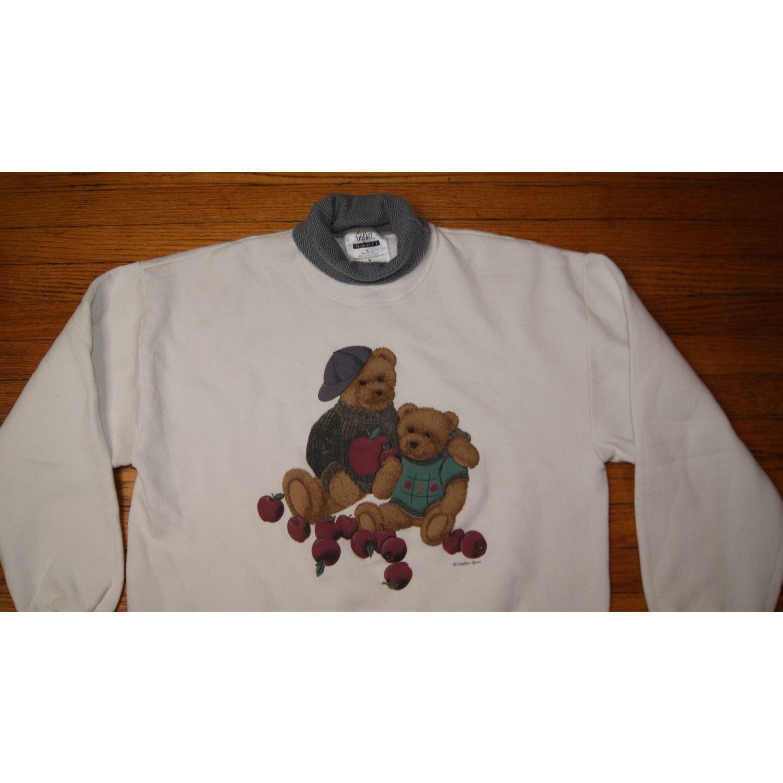 Vintage VTG Teddy Bears Apples Turtleneck Sweatshirt Gopher USA Size L / US 10 / IT 46 - 1 Thumbnail