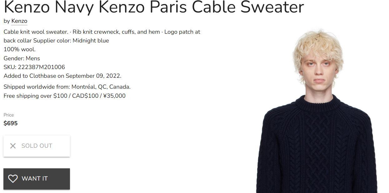 Kenzo Kenzo Navy Kenzo Paris Cable Sweater Size L Size US L / EU 52-54 / 3 - 3 Thumbnail