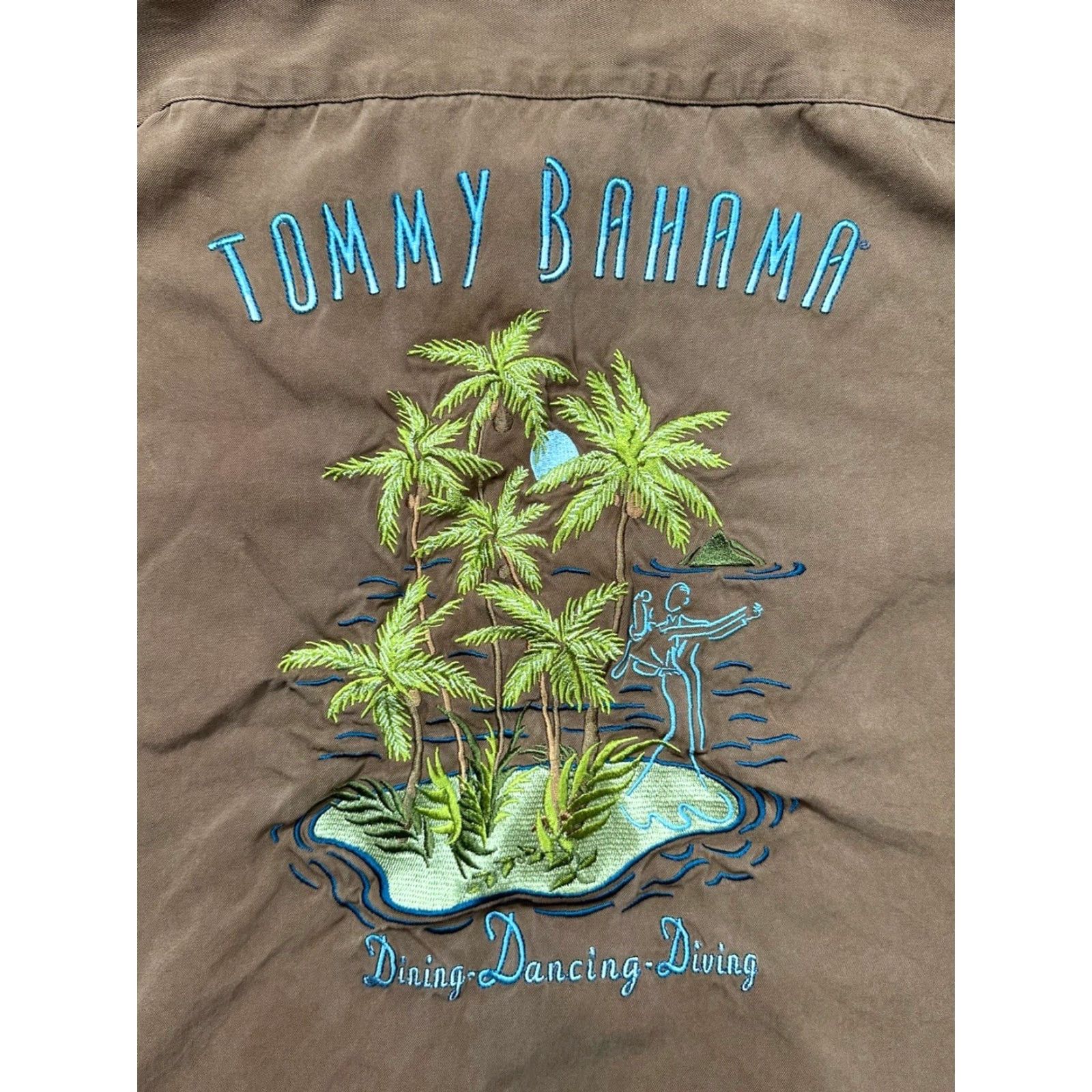 Tommy Bahama VINTAGE Tommy Bahama Button-Up Shirt SS 2XL Silk Brown Embroidered Casual Party/Cocktail Travel Mens Size US XXL / EU 58 / 5 - 4 Thumbnail