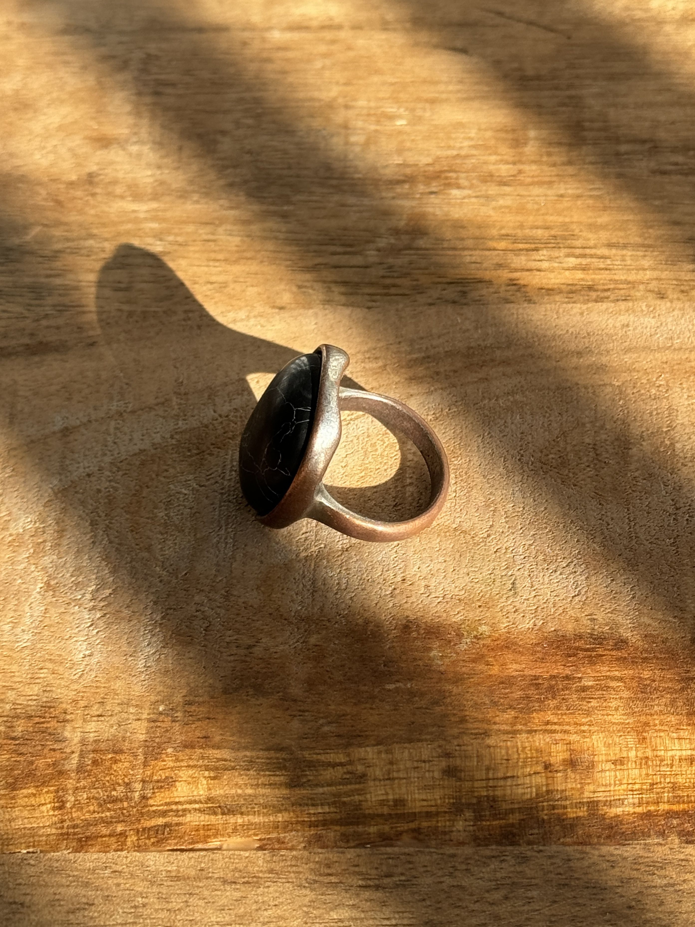 Vintage Rare Vintage Black Agate Ring Size 8 Talisman Djinn Size ONE SIZE - 5 Thumbnail