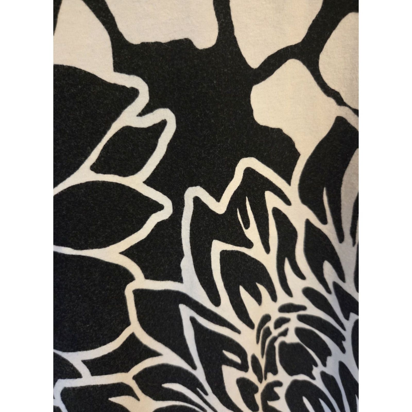 Vintage Alfred Dunner Woman White Black Floral Print Beaded Trim Top 1X Size XL / US 12-14 / IT 48-50 - 3 Thumbnail