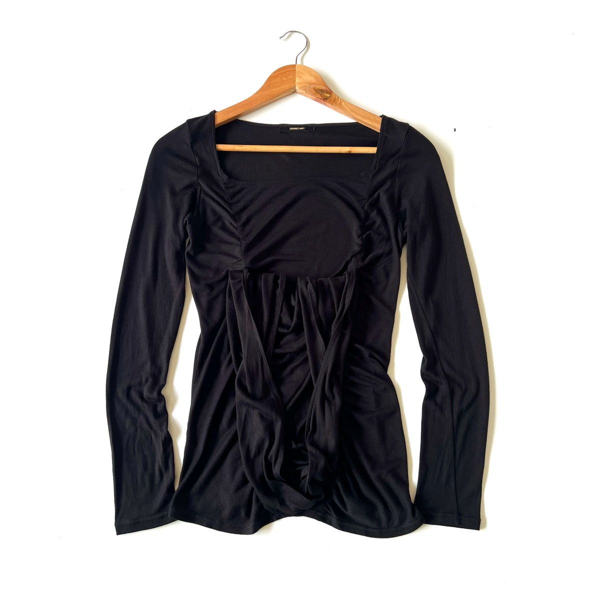 Tornado Mart Tornado Mart Black Draped Long Sleeve Top Early 2000s Size US XS / EU 42 / 0 - 2 Thumbnail