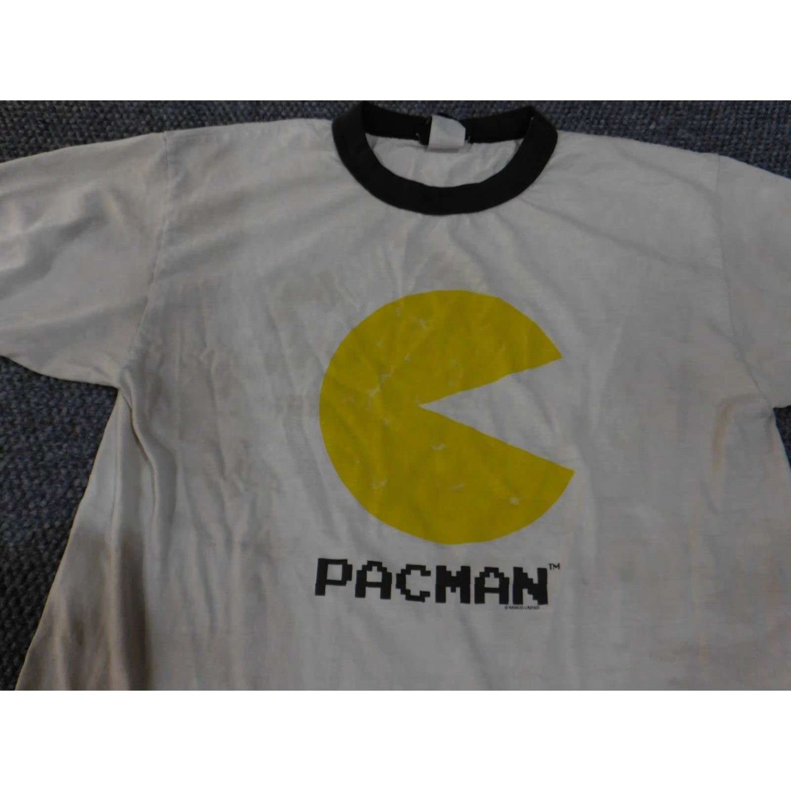 Vintage VINTAGE Pac-Man Shirt Mens Large White/Black Ringer Tee 80s Arcade Retro Graphic Print Mens Size US L / EU 52-54 / 3 - 5 Thumbnail