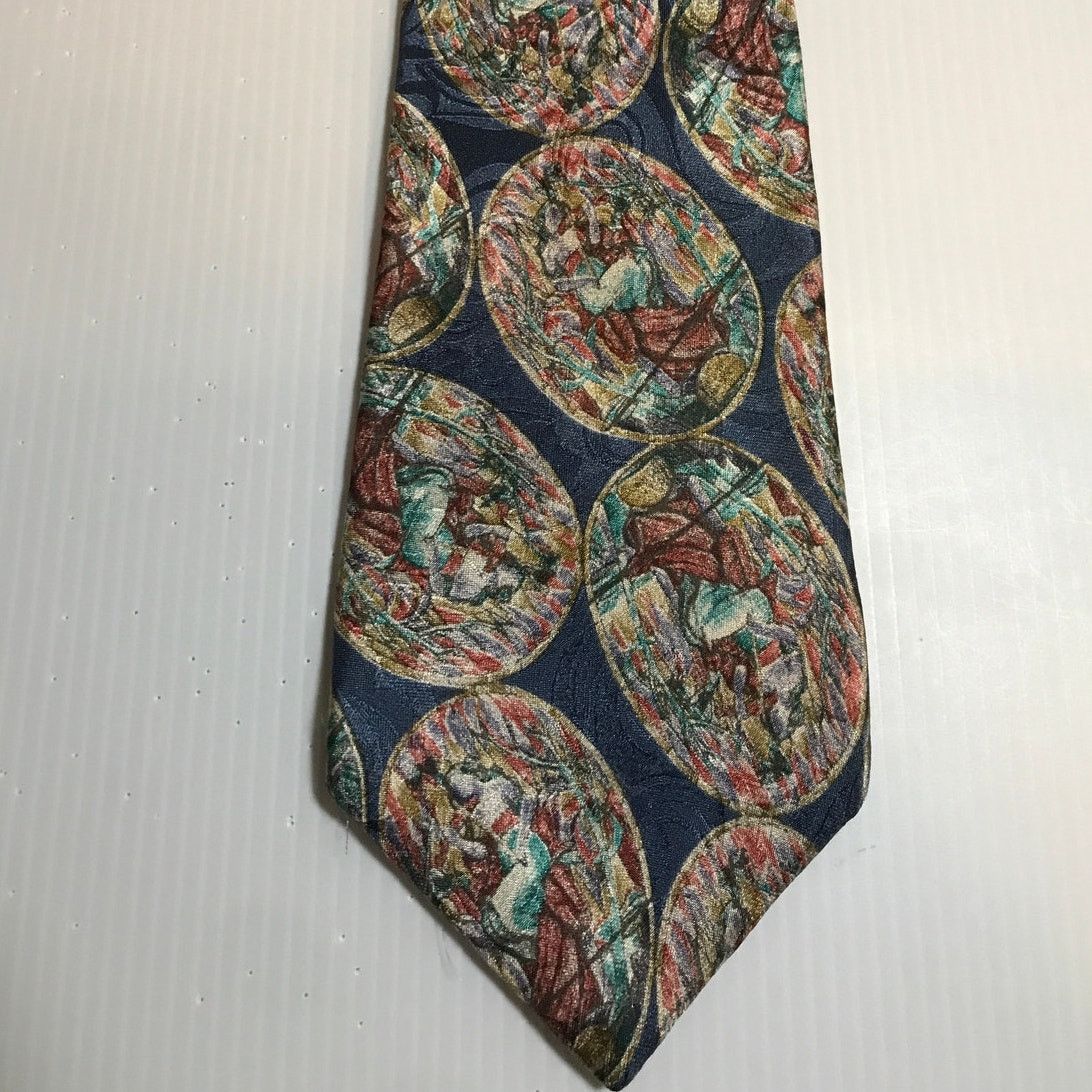 Oleg Cassini Oleg Cassini Stained Glass Classic Wide Silk Necktie Size ONE SIZE - 1 Thumbnail