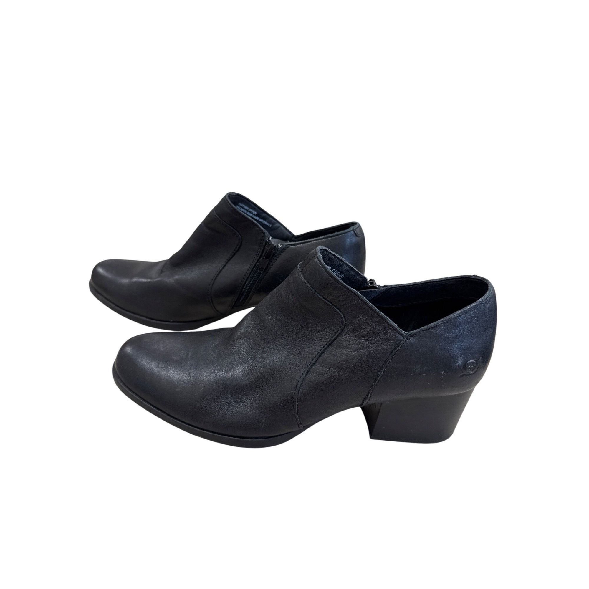 Born Born Womens Black Leather Booties Size 9M SKU 7768 Size US 9 / IT 39 - 3 Thumbnail